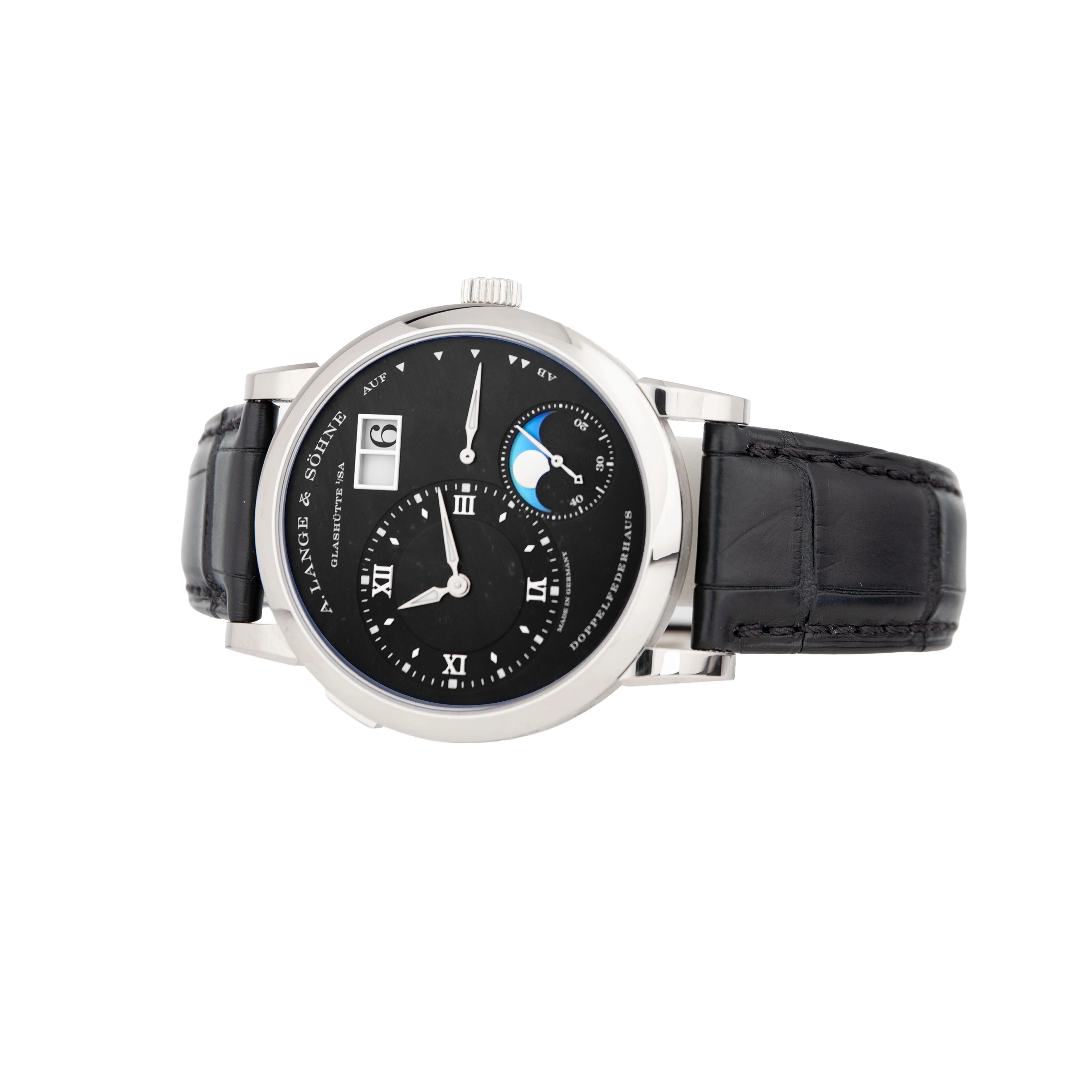 A. Lange & Sohne Lange 1 Moonphase White Gold Black Dial 38.5mm 192.029 Full Set - Image 3