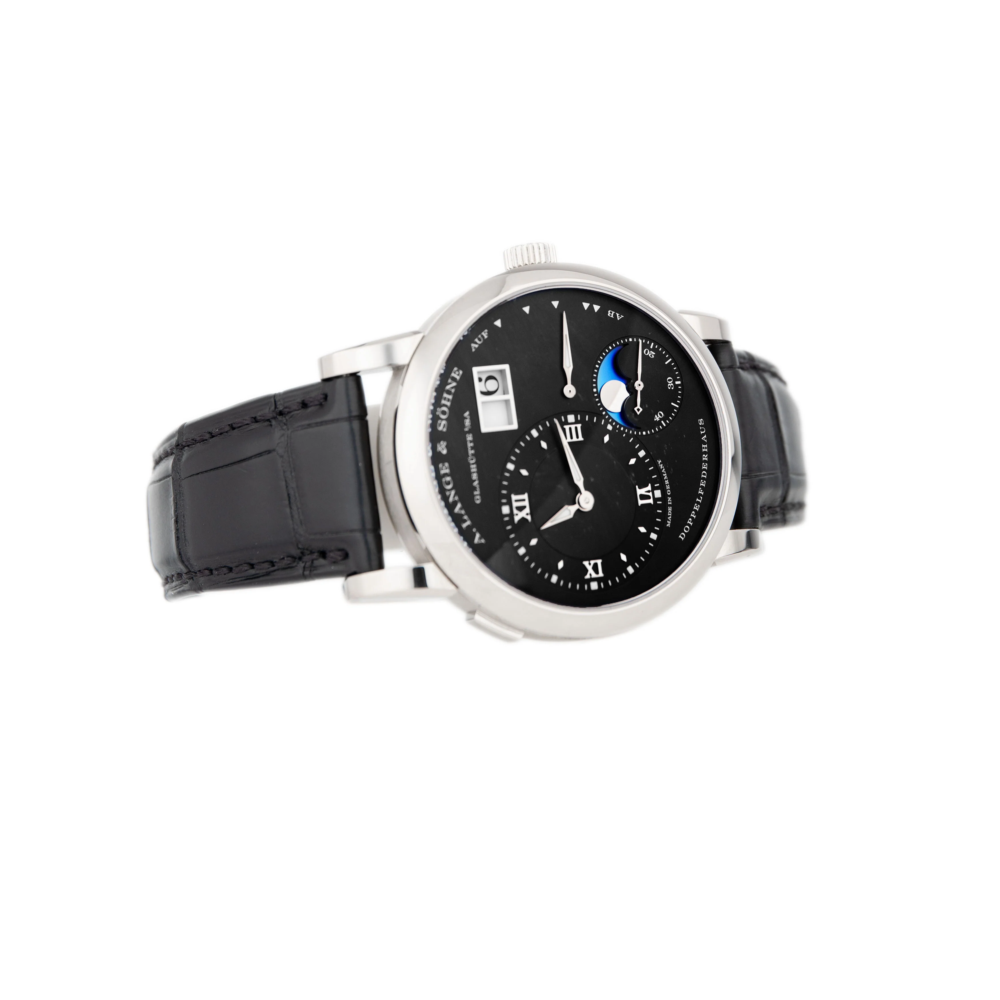 A. Lange & Sohne Lange 1 Moonphase White Gold Black Dial 38.5mm 192.029 Full Set - Image 4