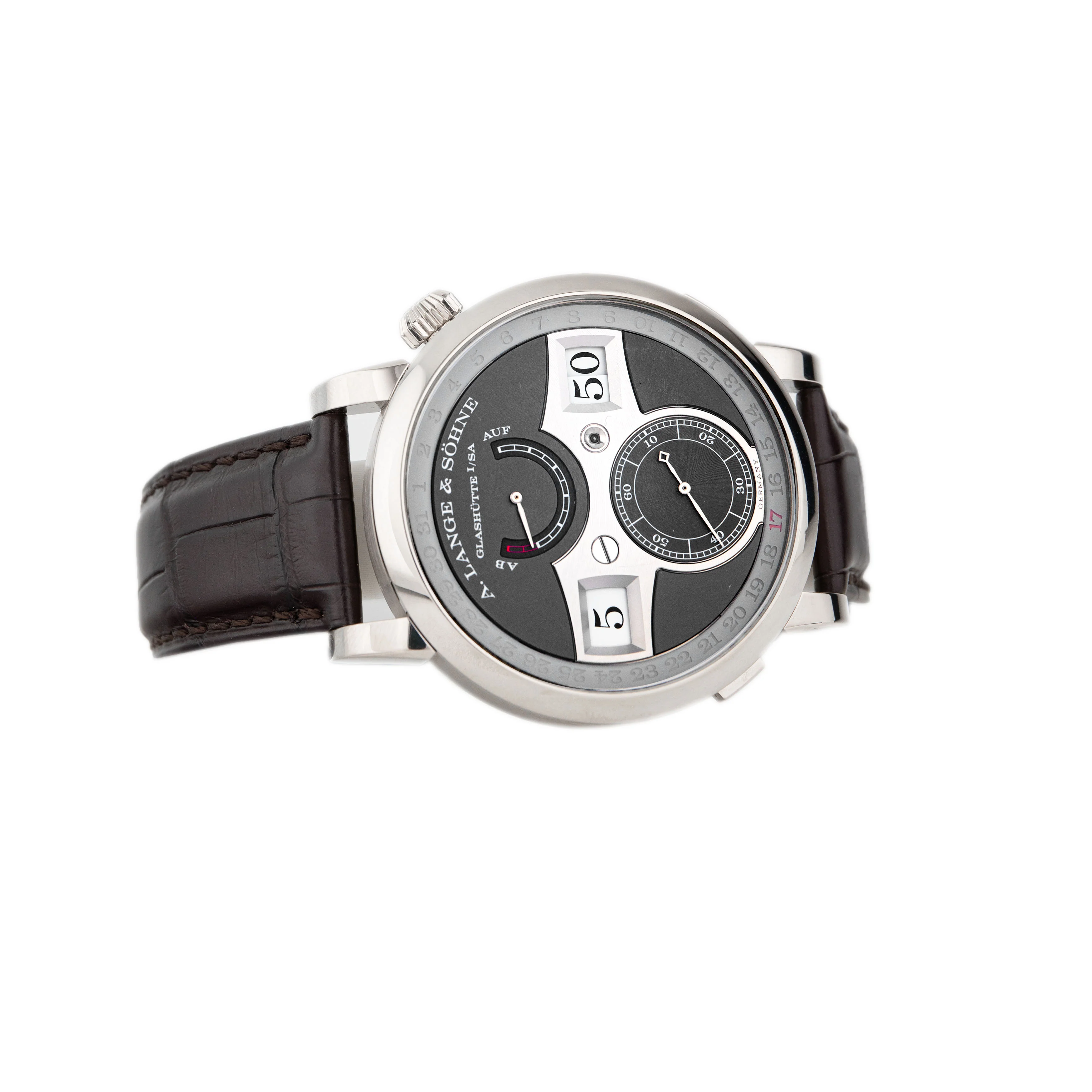 A. Lange & Sohne Zeitwerk Date White Gold Gray Dial 44.2mm 148.038 Full Set - Image 4
