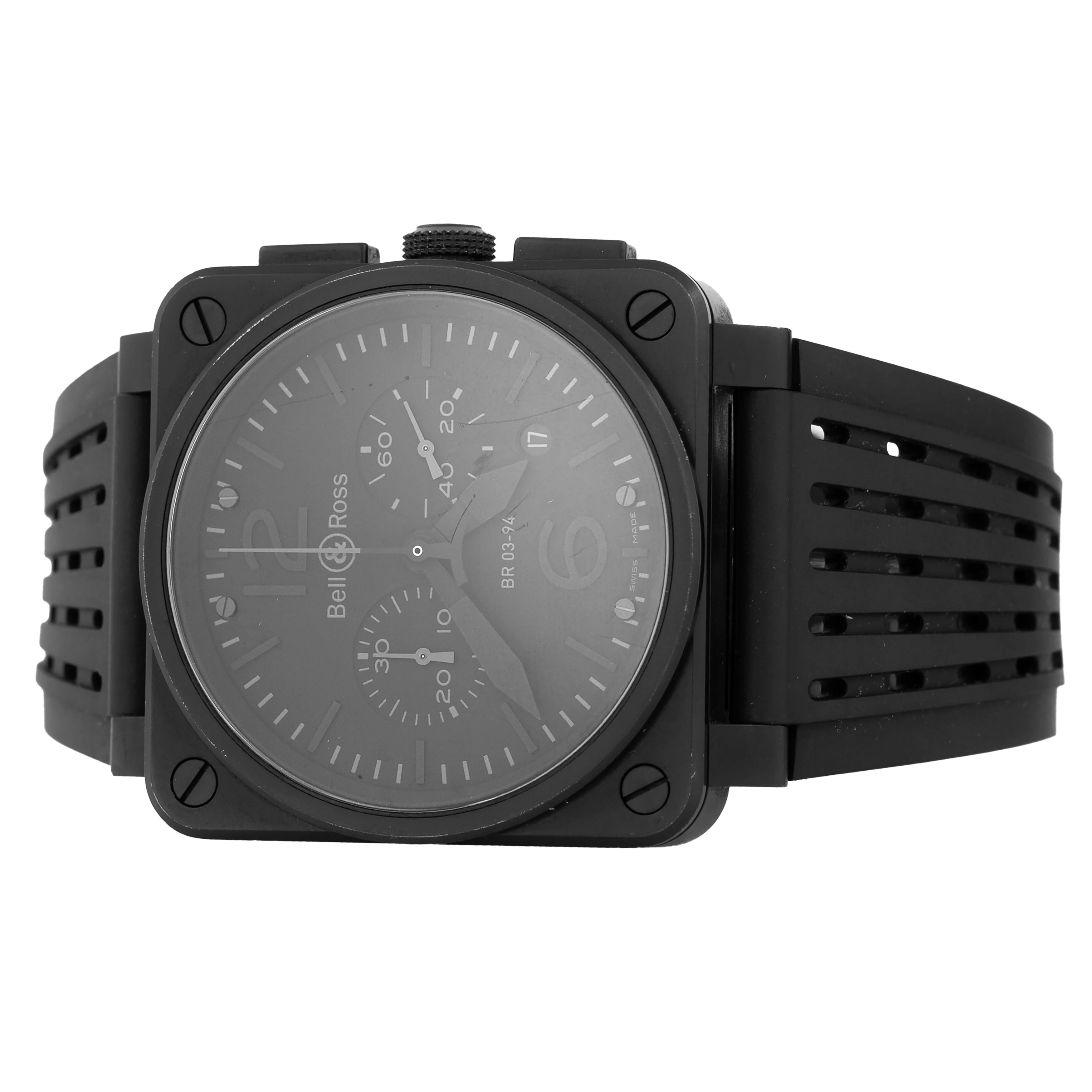Bell & Ross BR03 Chronograph Stainless Steel Black Dial 42mm BR03-94-S Full Set - Image 3
