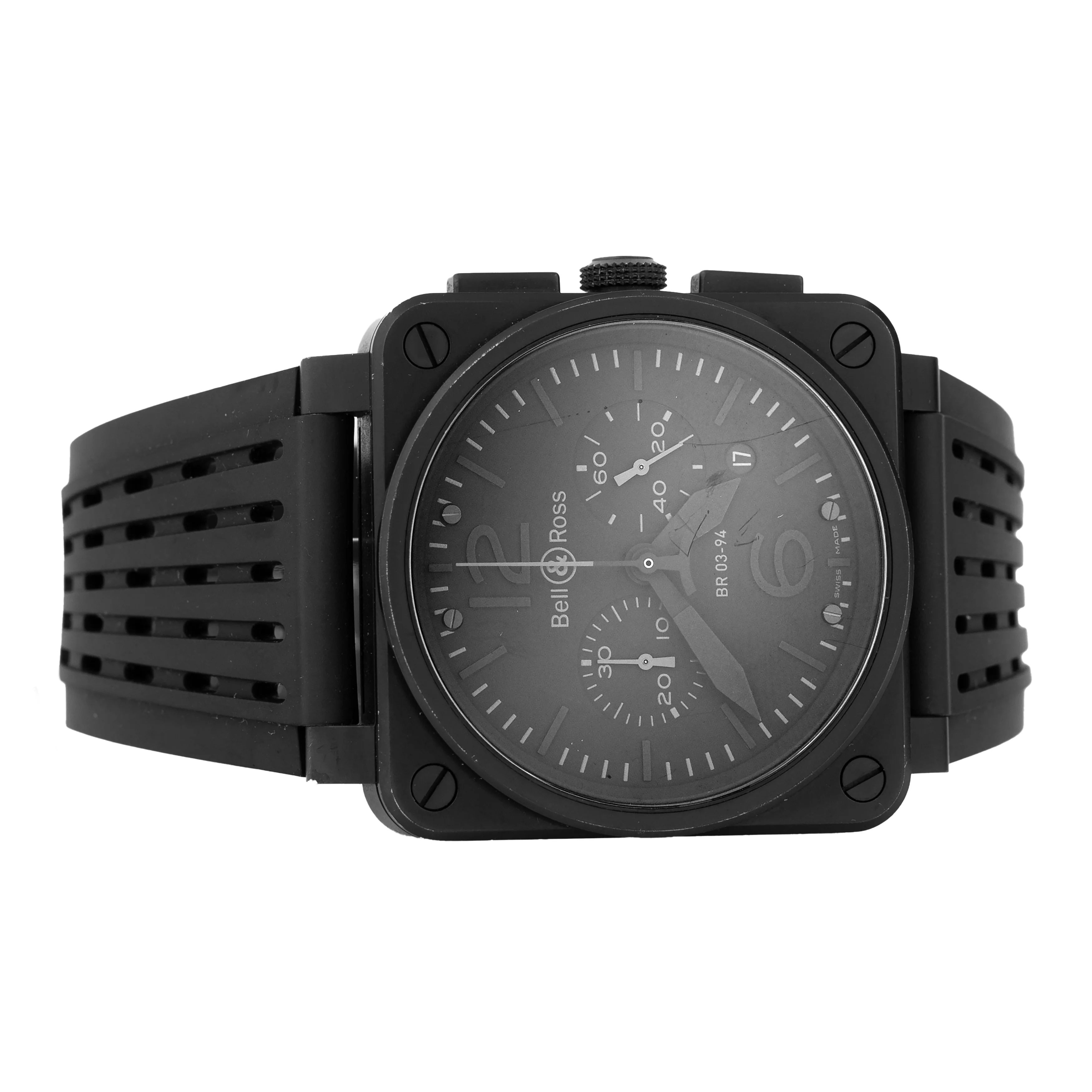 Bell & Ross BR03 Chronograph Stainless Steel Black Dial 42mm BR03-94-S Full Set - Image 4