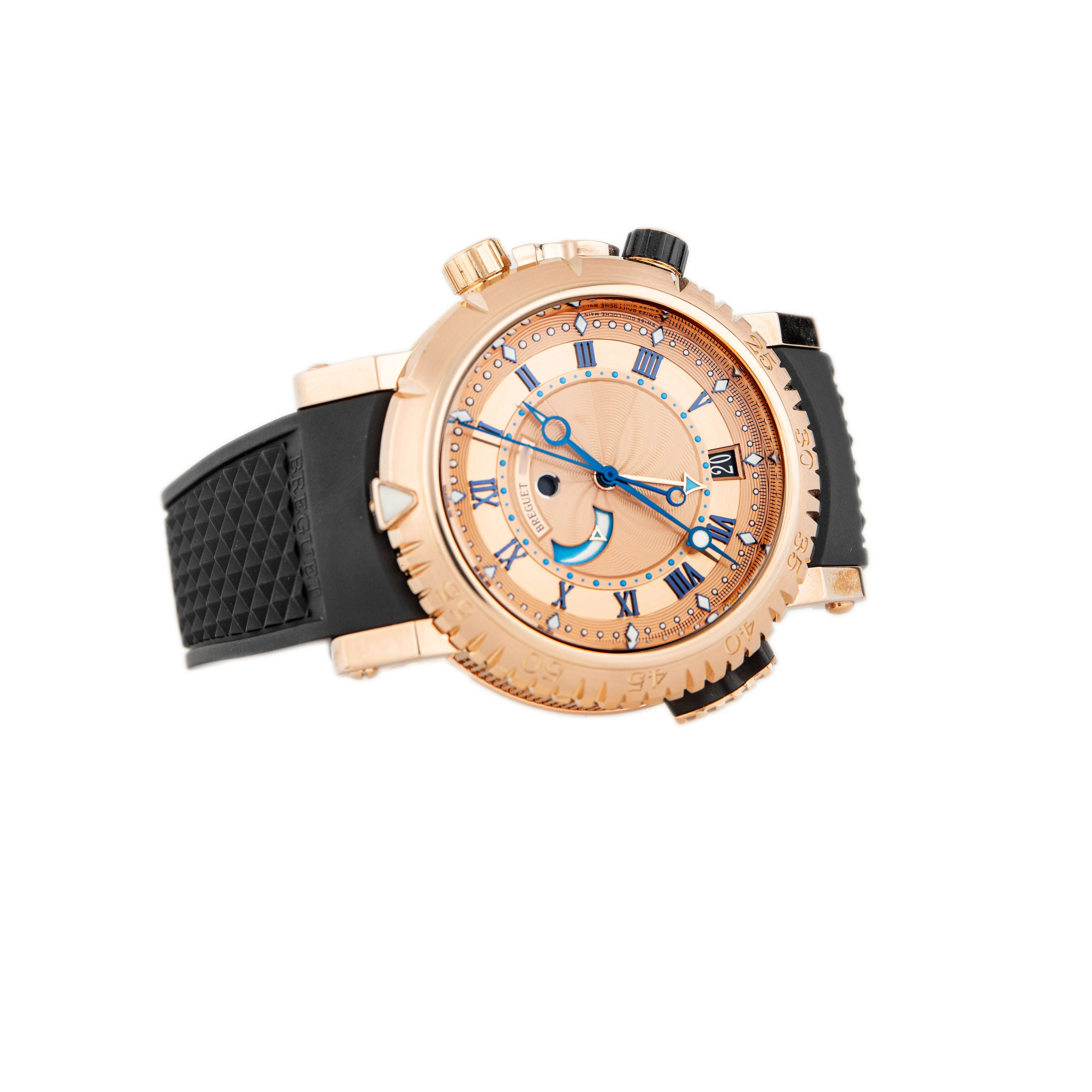 Breguet Marine Royal Alarm Rose Gold Rubber Gold Dial 45mm 5847 - Image 4