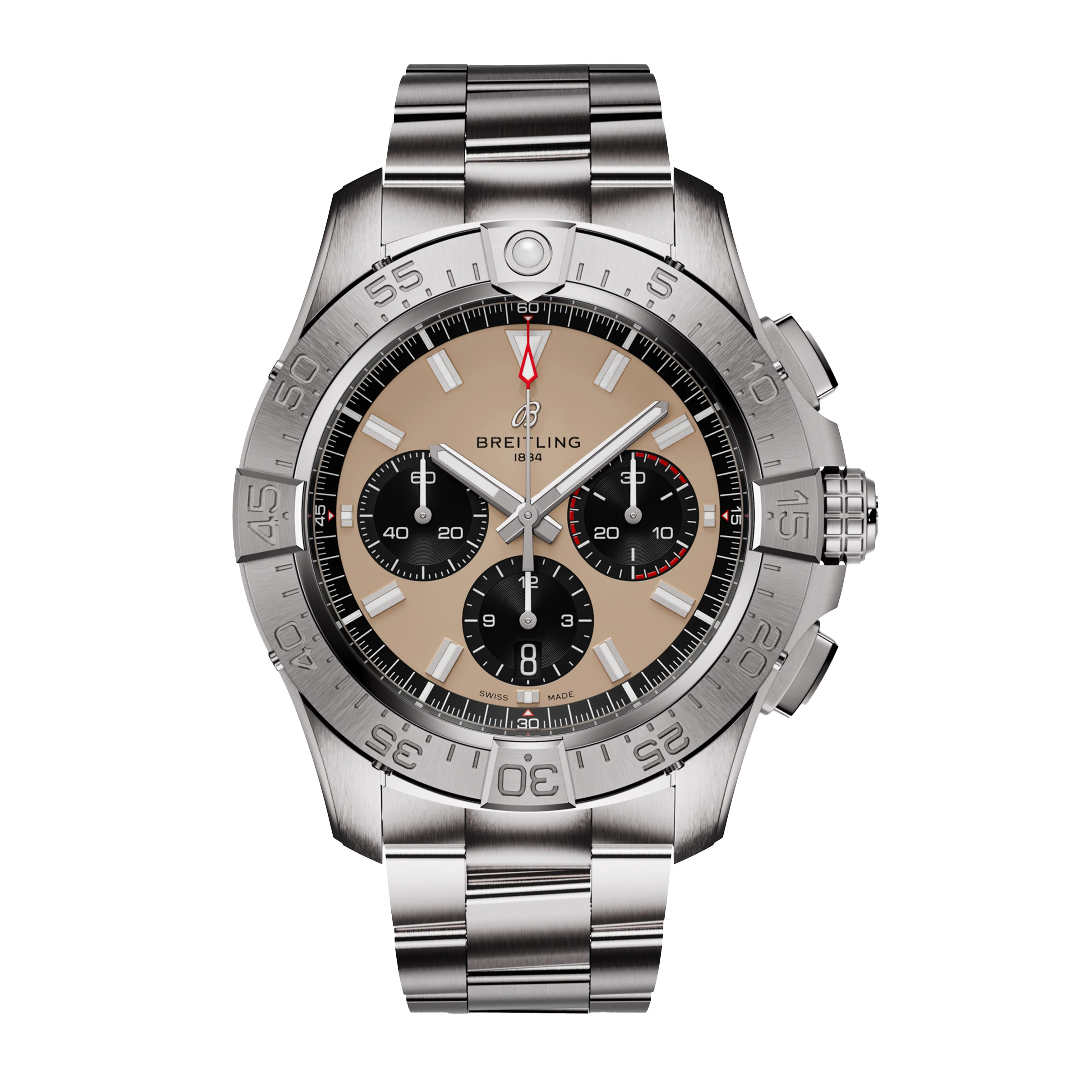 Breitling  Avenger B01 Chronograph 44 Watch, 44mm Tan Dial, AB0147101A1A1