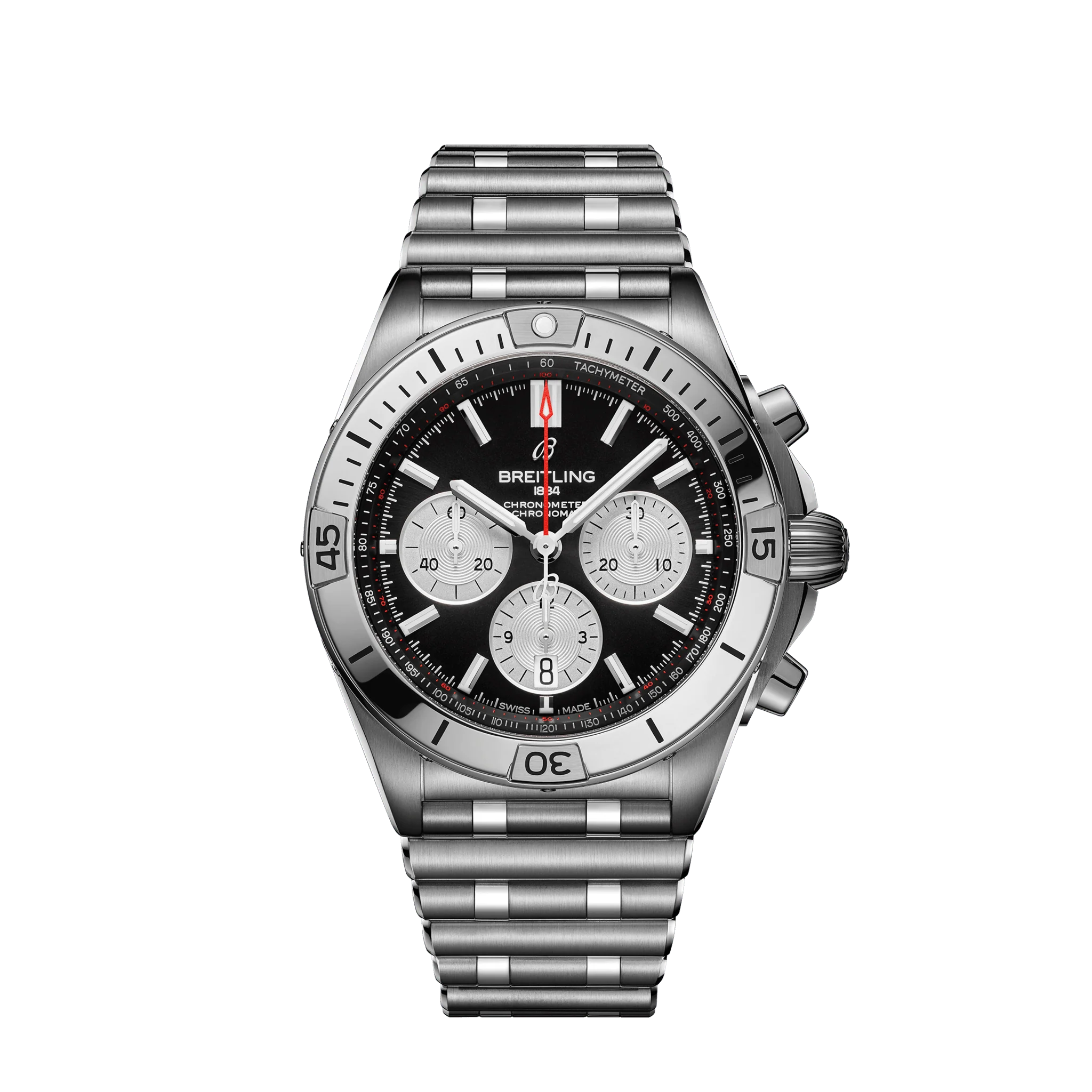 Breitling Chronomat B01 Watch, 42mm Black Dial, AB0134101B1A1
