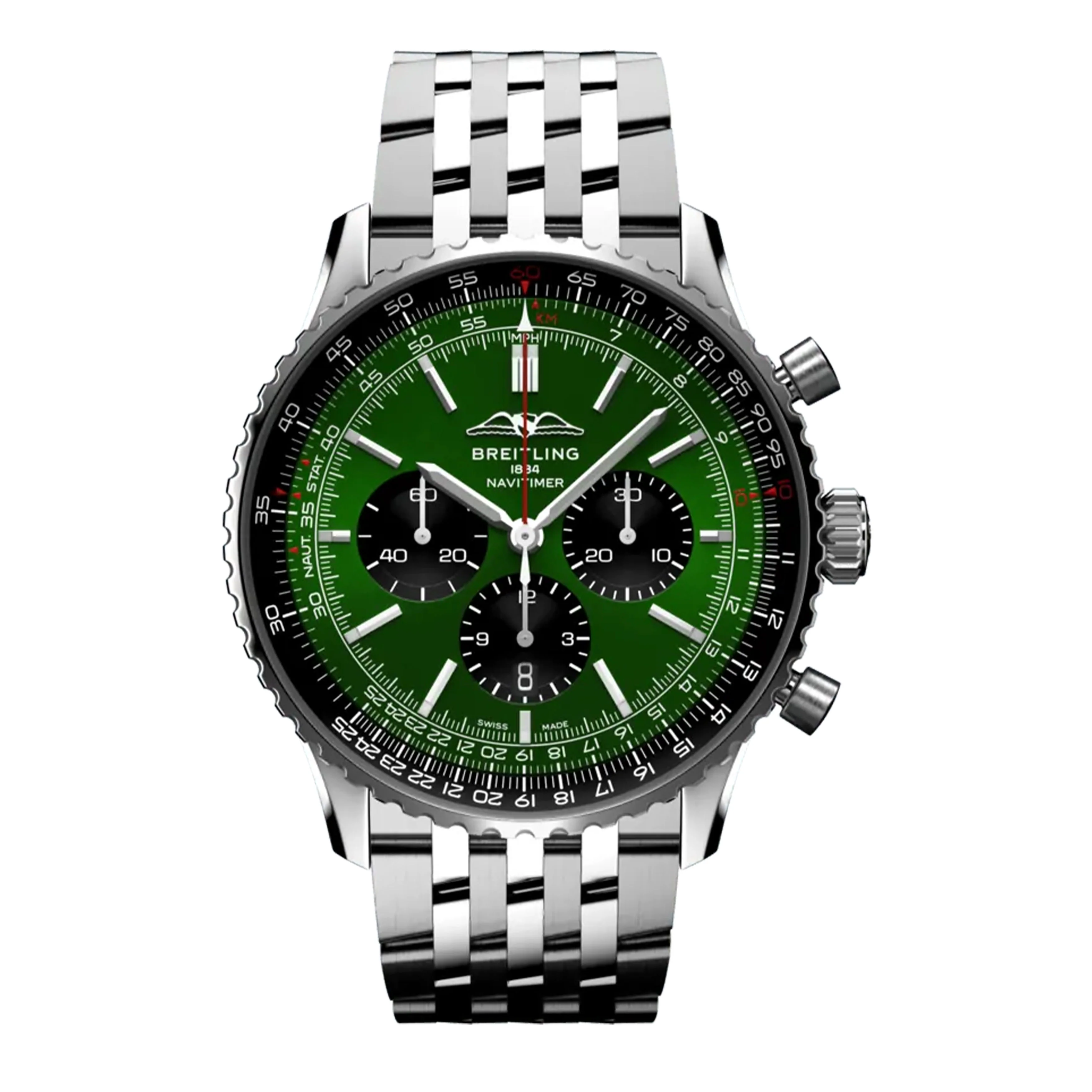 Breitling Navitimer B01 Chronograph Watch, 46mm Green Dial AB0137241L1A1