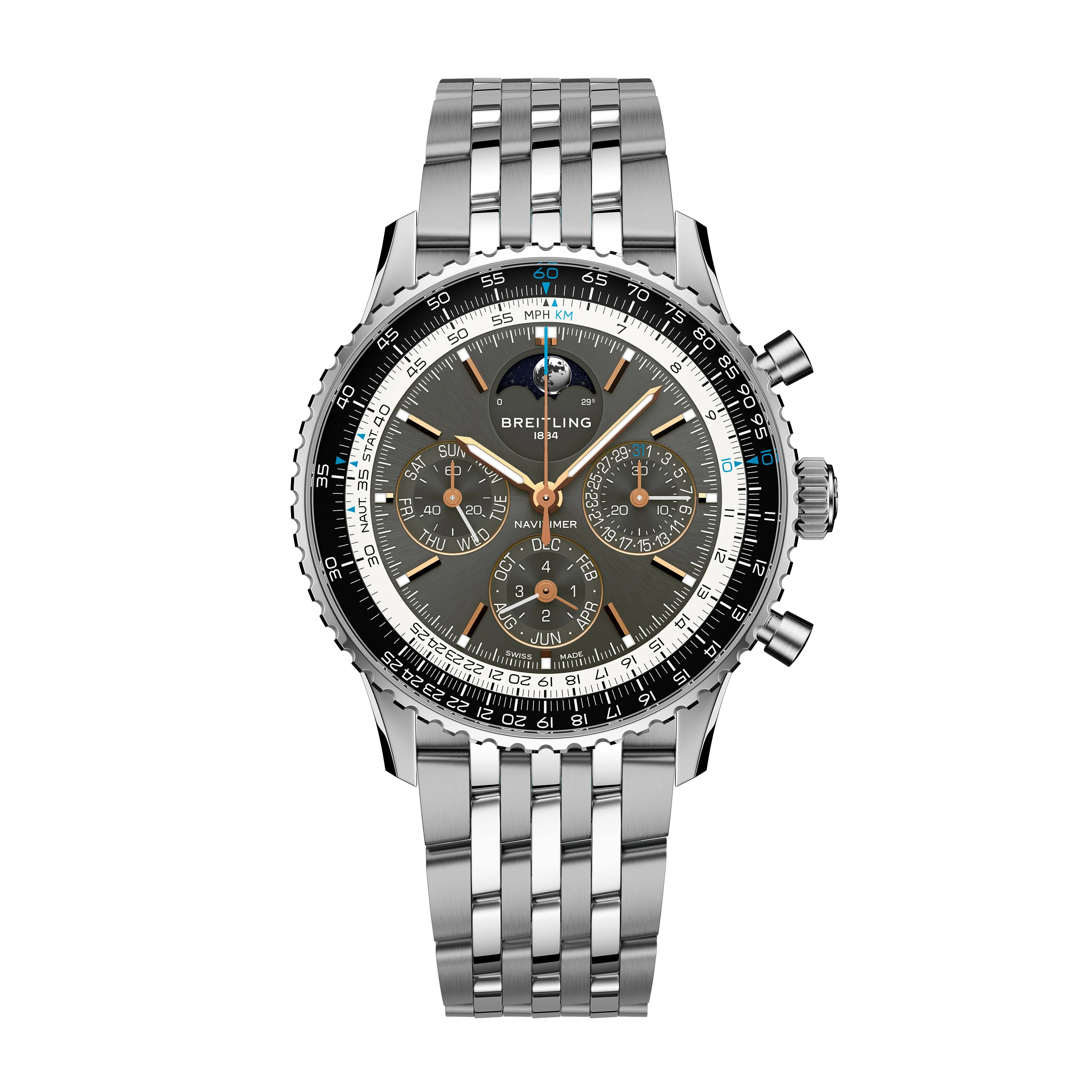 Breitling Navitimer B19 Chronograph 43 Perpetual Calendar Watch, 43mm Gray Dial, pb1921251b1a1