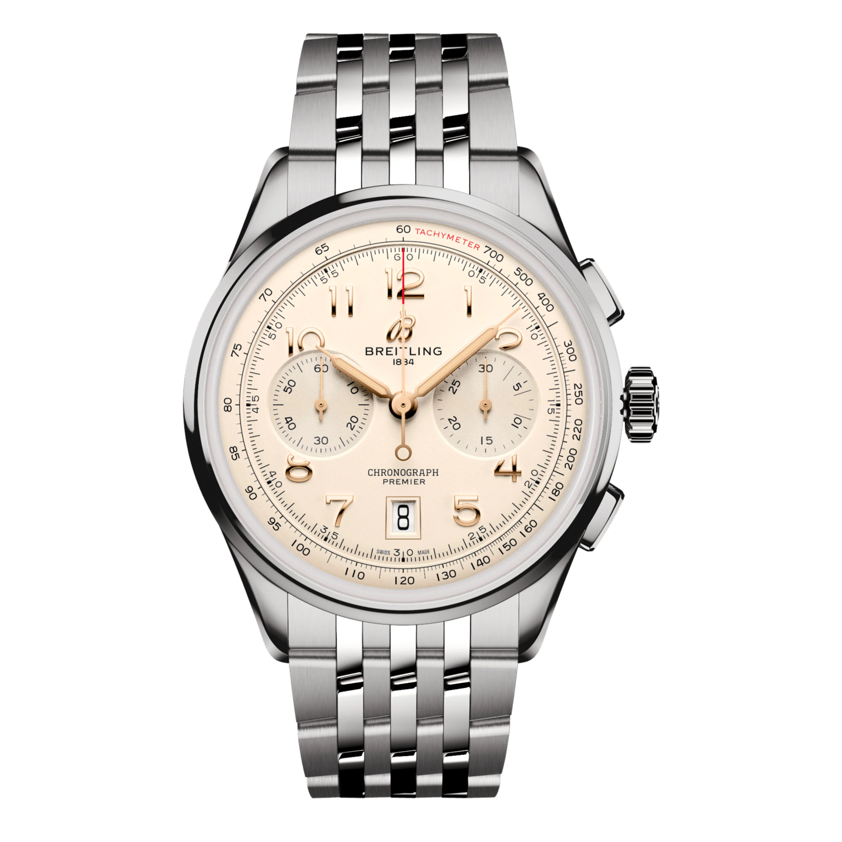 Breitling Premier Chronograph B1 watch, 42mm Cream Dial, AB0145211G1A1