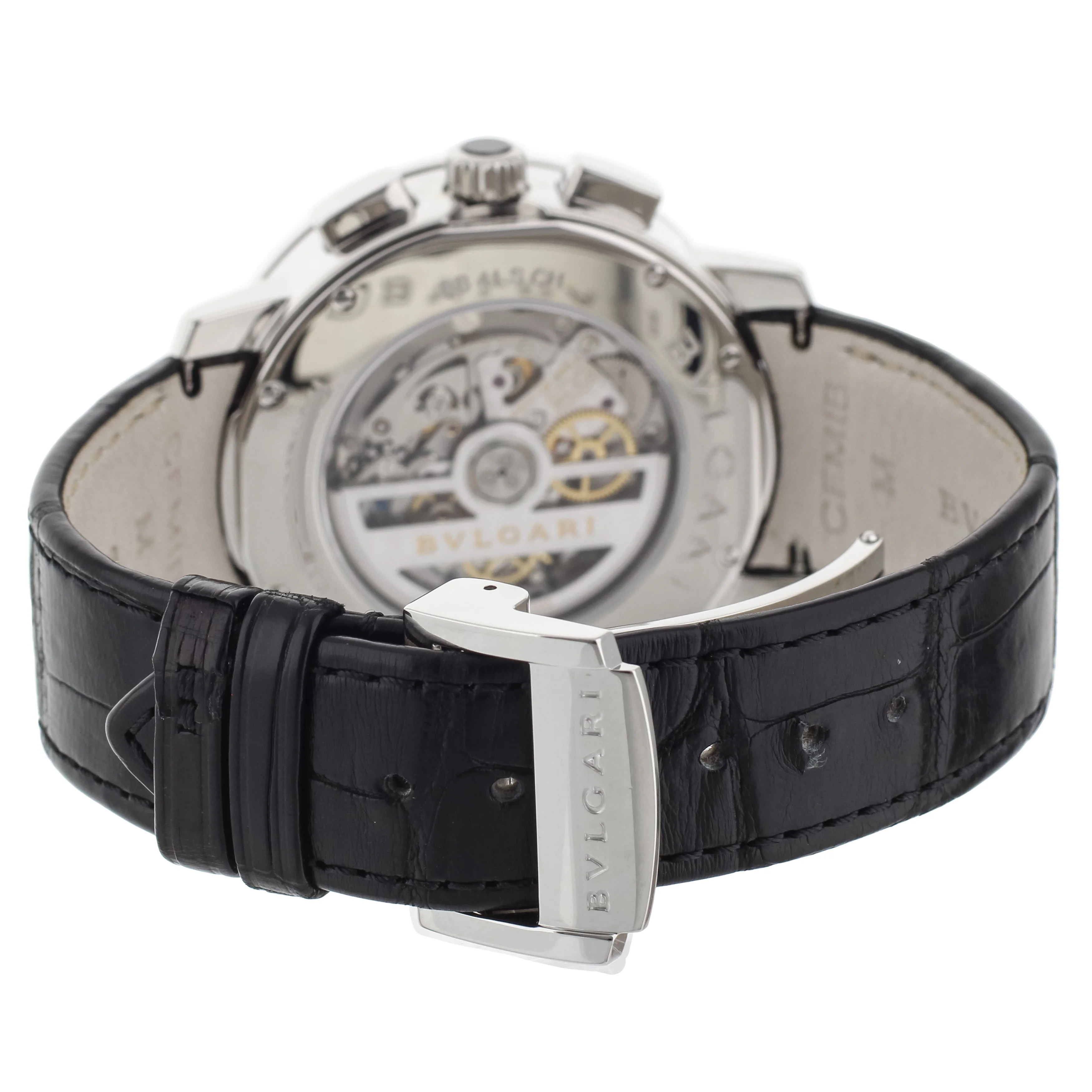 Bulgari Bulgari Chronograph Stainless Steel Black Dial Alligator 41mm BB41SCH - Image 5