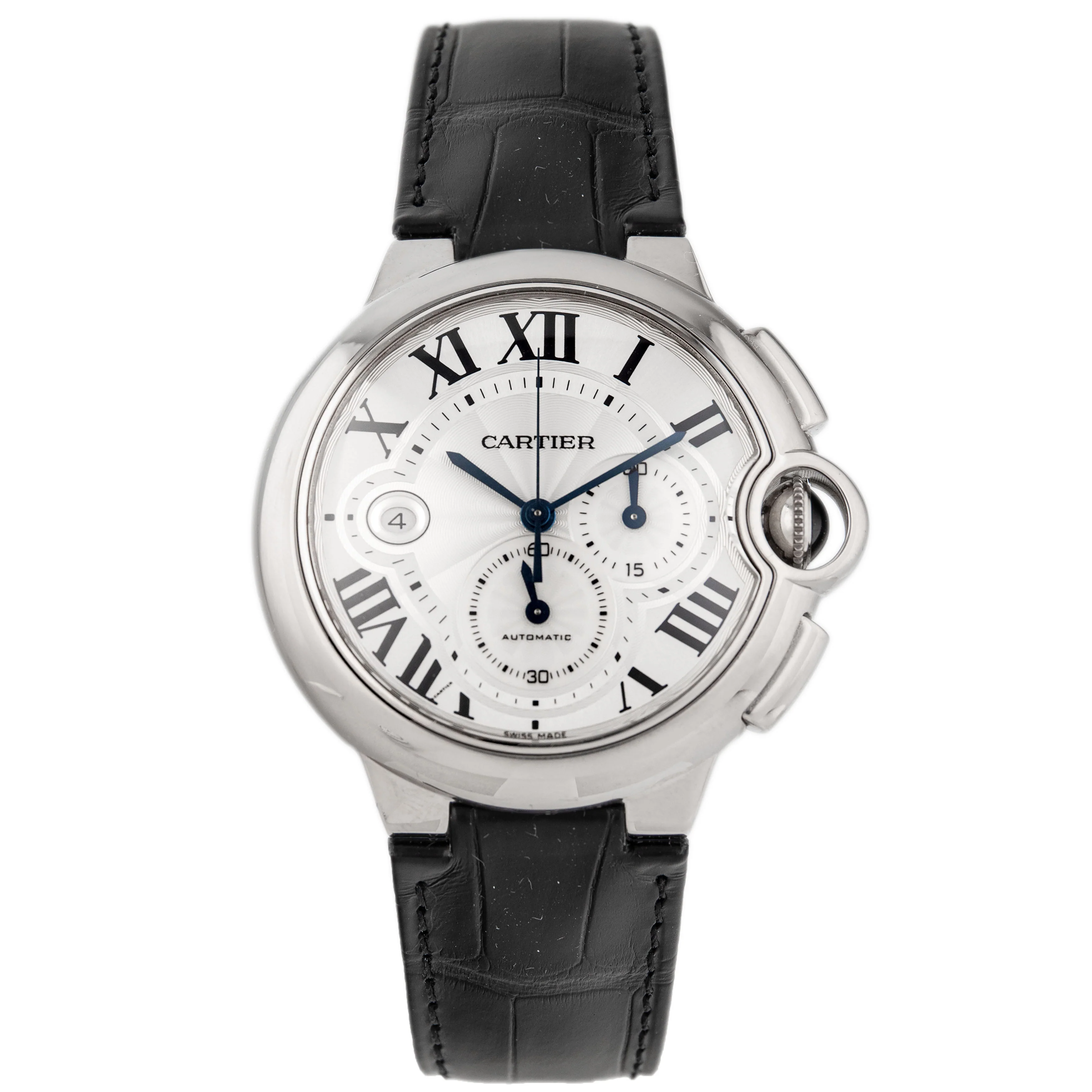 Cartier Ballon Bleu Chronograph Stainless Steel Silver Dial 44mm W6920002
