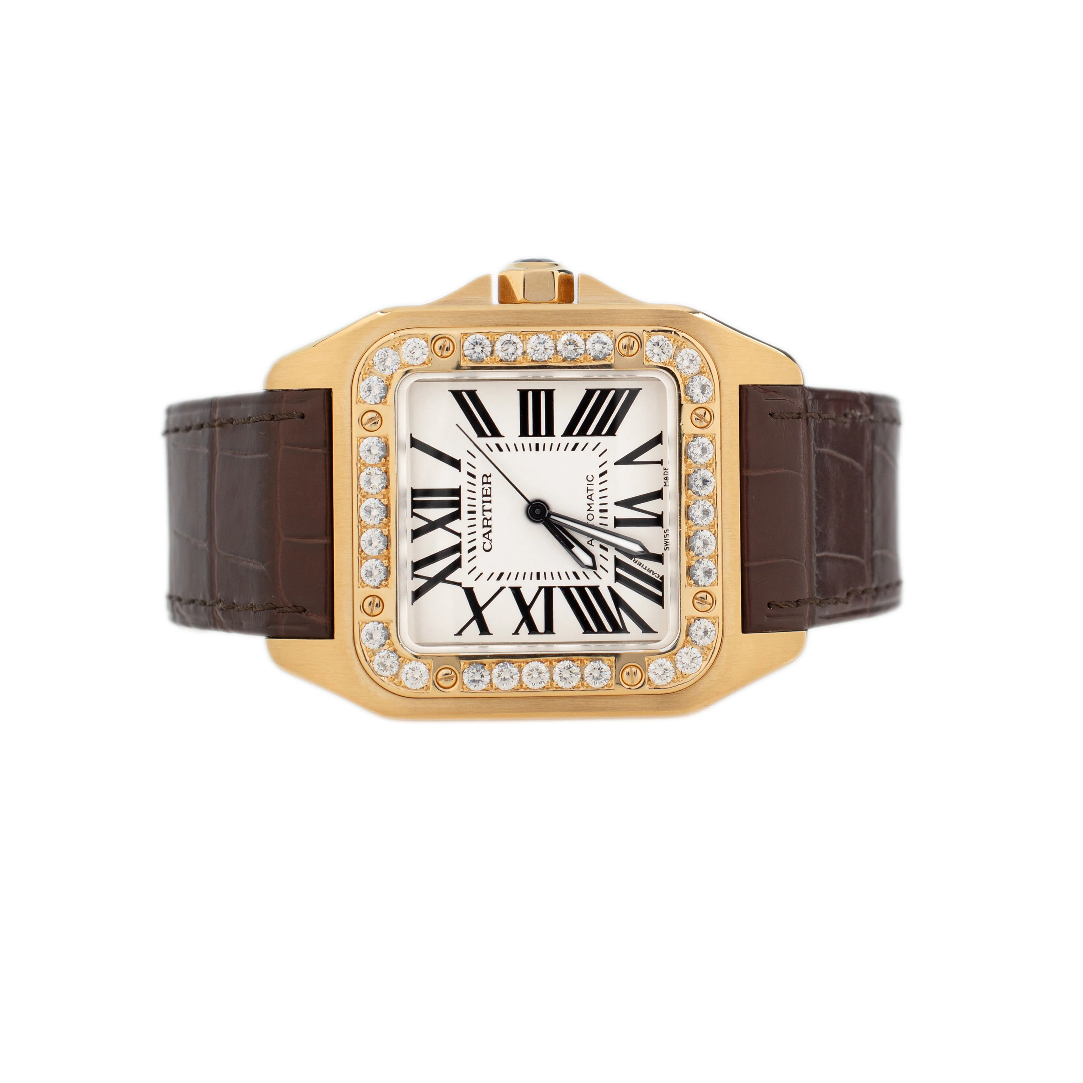 Cartier Santos 100 XL Yellow Gold Silver Dial 38x51mm W20071Y1 - Image 2