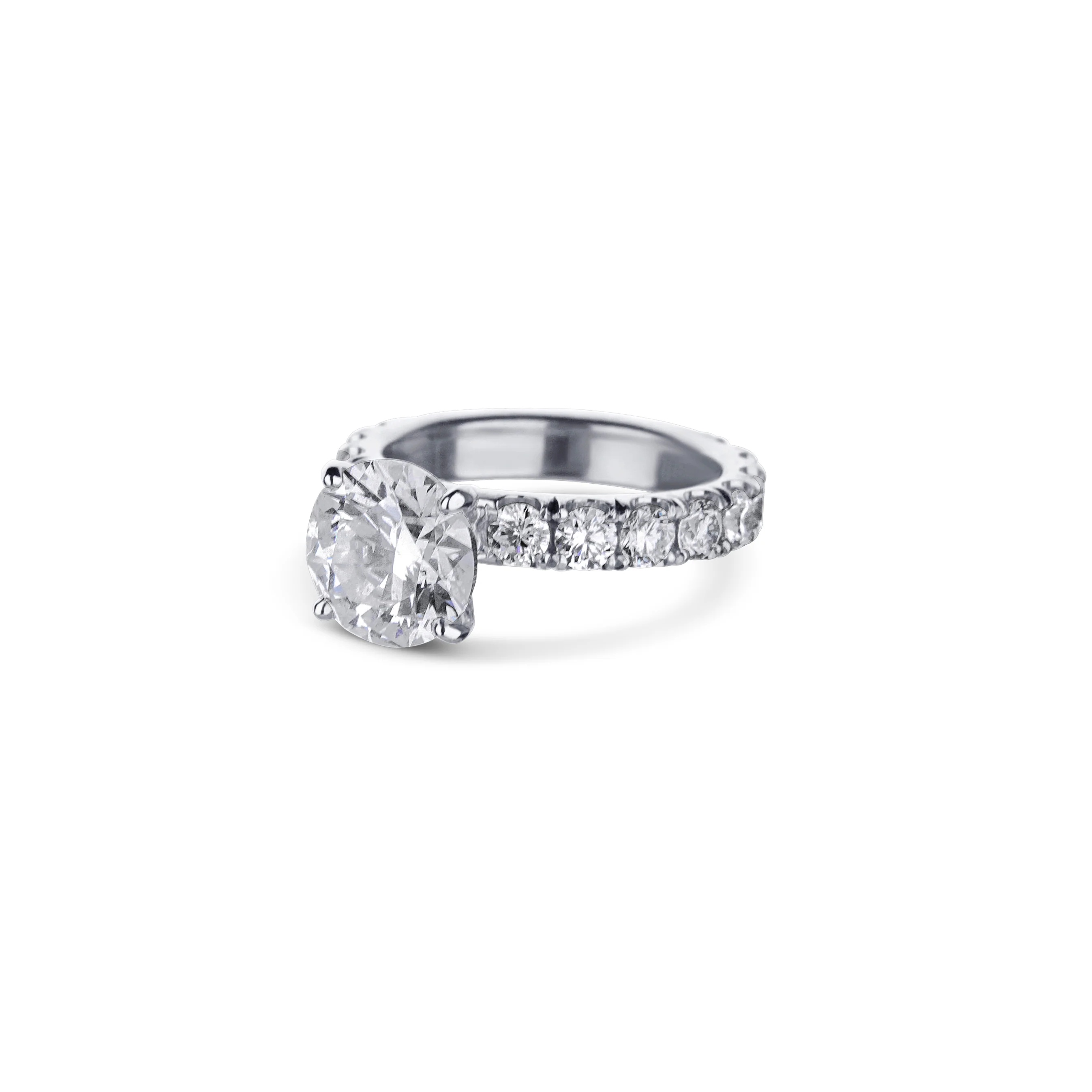 Custom Platinum Round Diamond Engagement Ring - Image 2