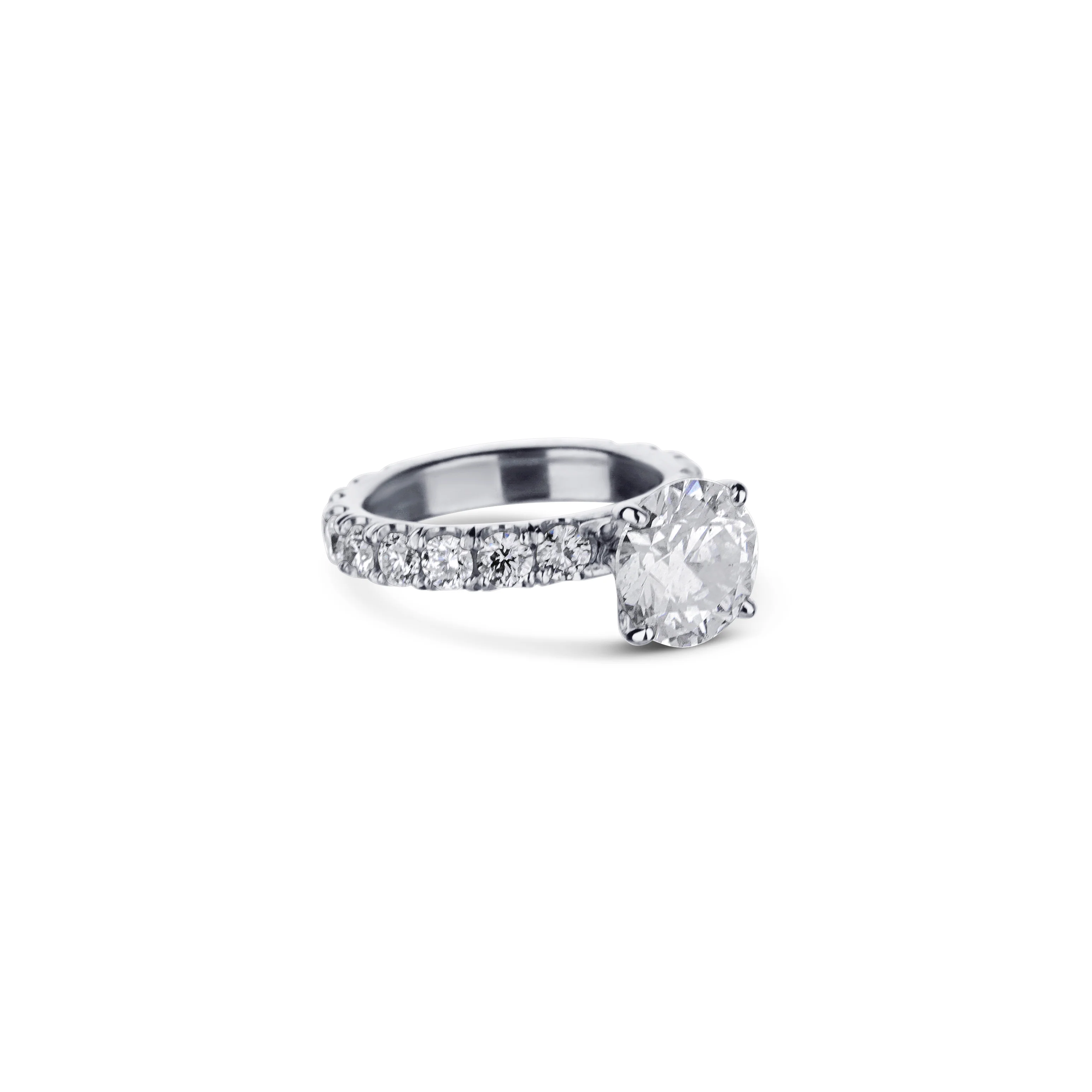 Custom Platinum Round Diamond Engagement Ring - Image 3