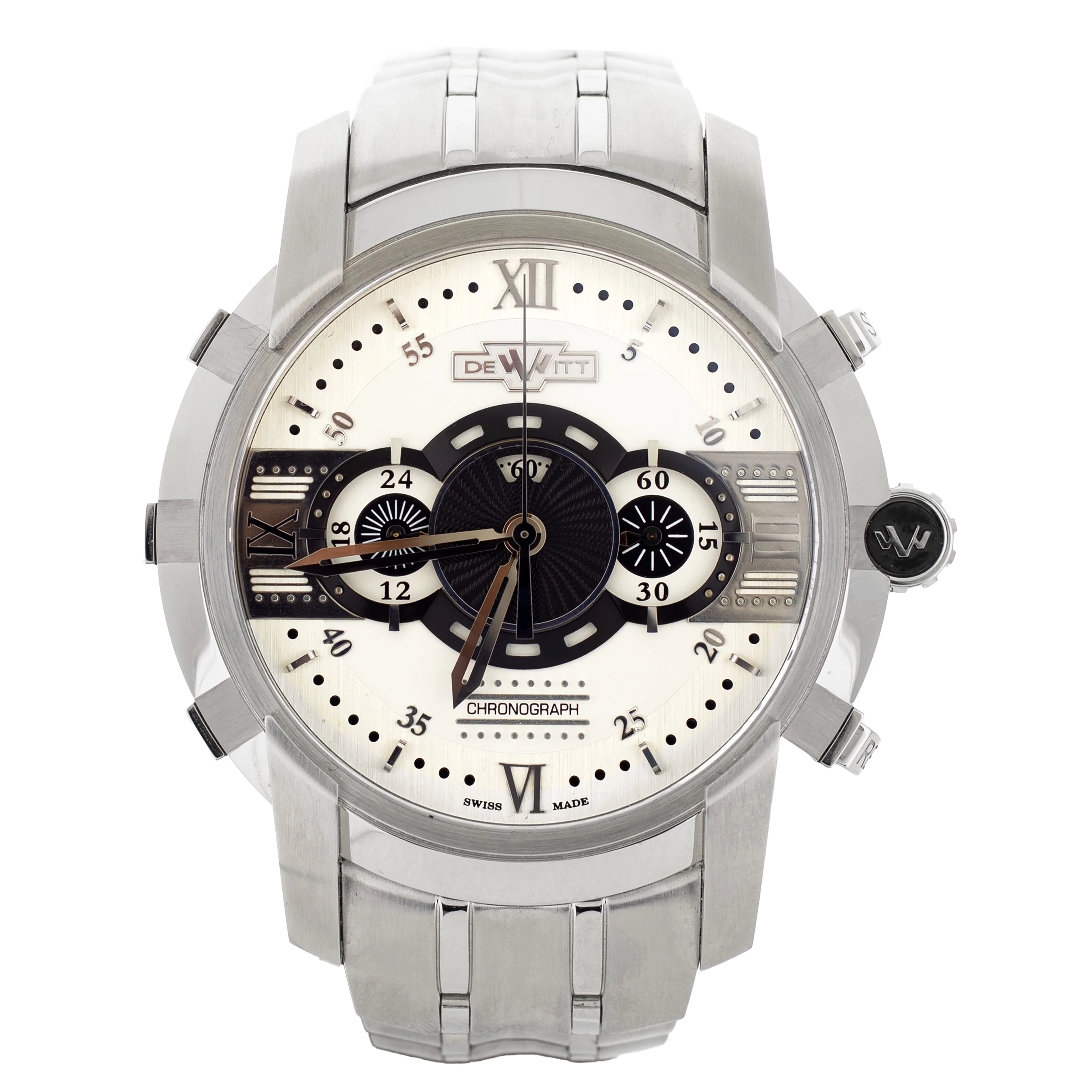 DeWitt Furtive Chronograph Steel Silver Dial 46mm FTV.CHR.002.5 Full Set