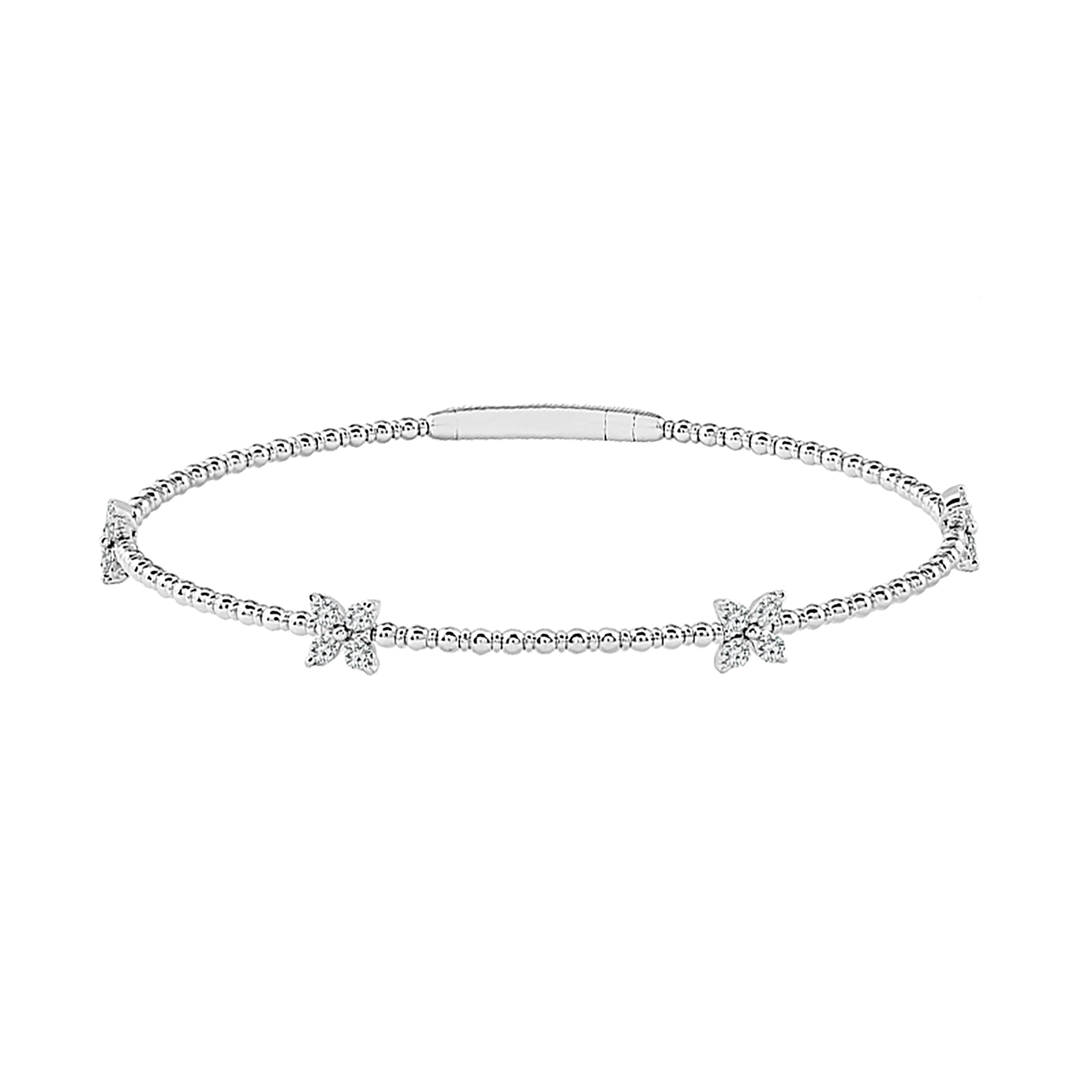 Flexie 14K White Gold 0.33CT Flower Station Diamond Bracelet