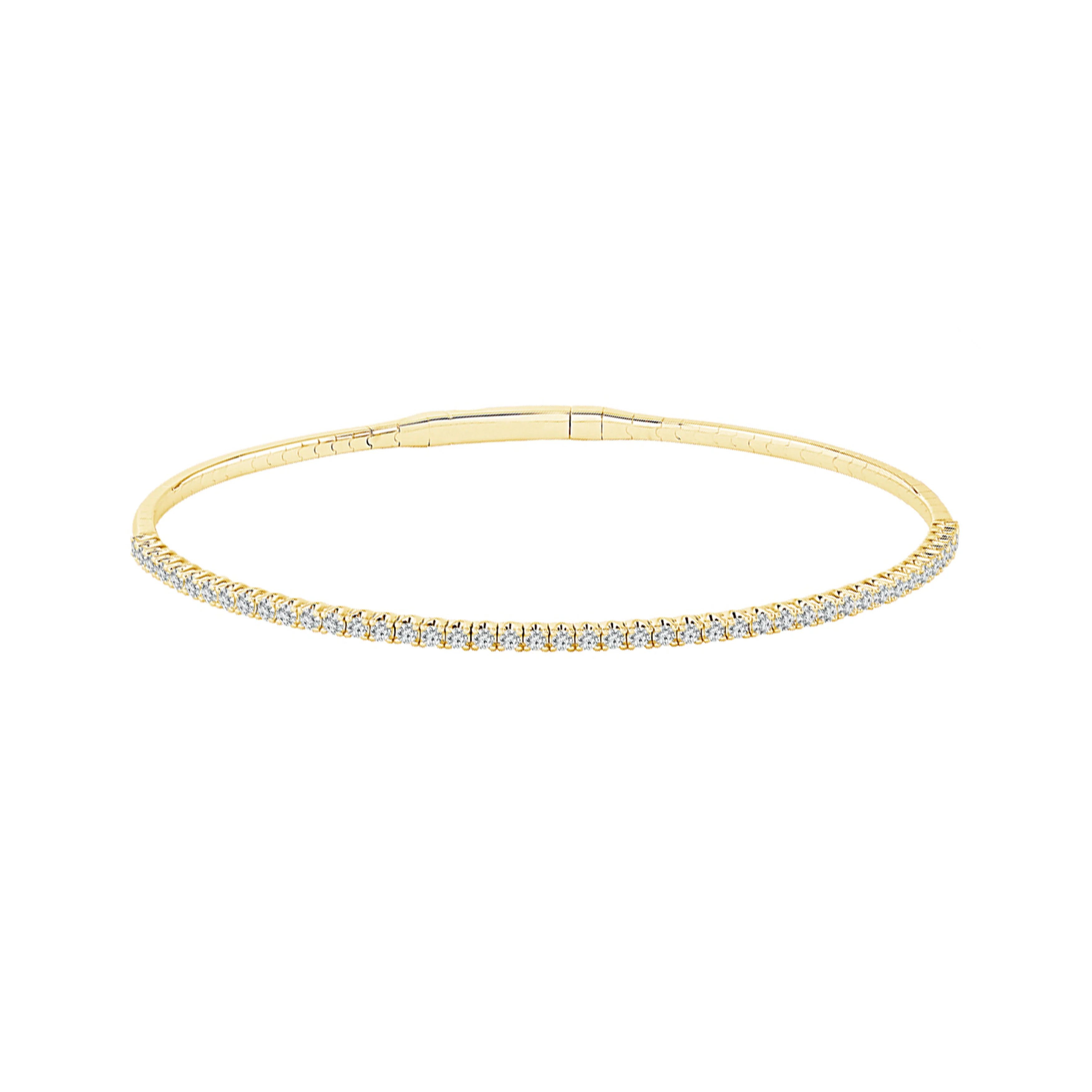 Flexie 14K Yellow Gold 0.50CT Round Diamond Line Bangle Bracelet