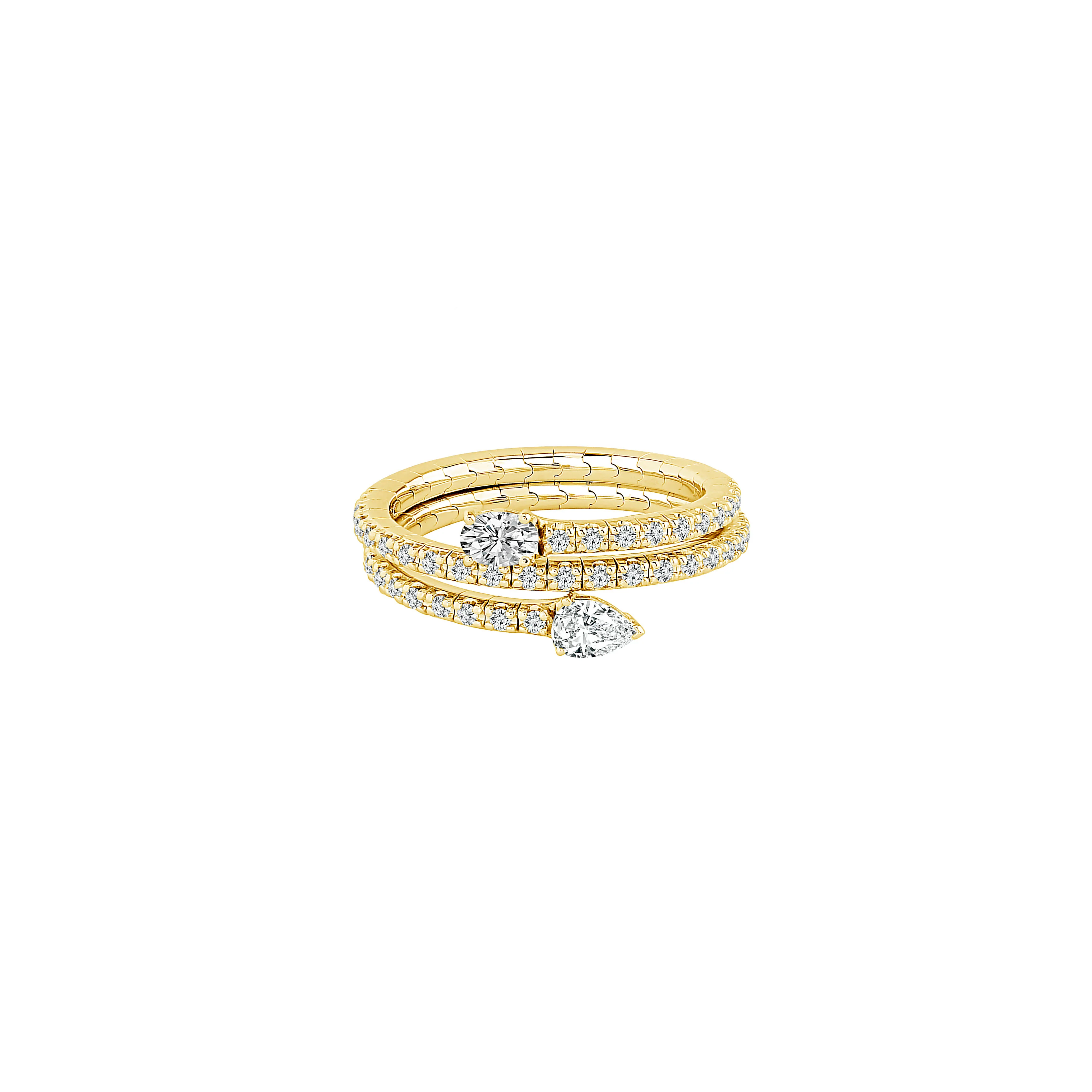 Flexie 14K Yellow Gold 0.50CT Three Row Diamond Ring