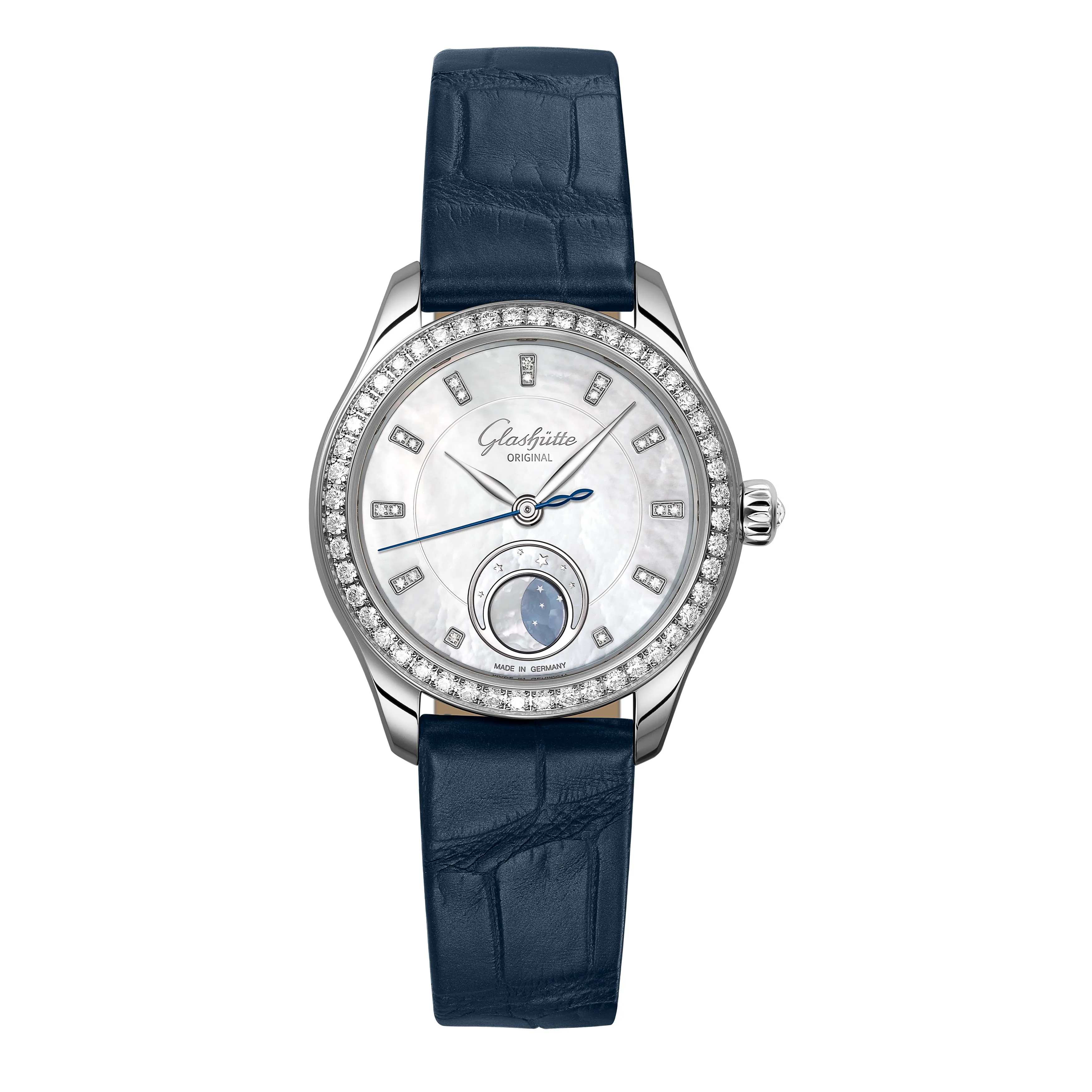Glashutte Original Ladies Serenade Luna Watch, 32.5mm Mother of Pearl Dial, 1-35-14-02-12-04