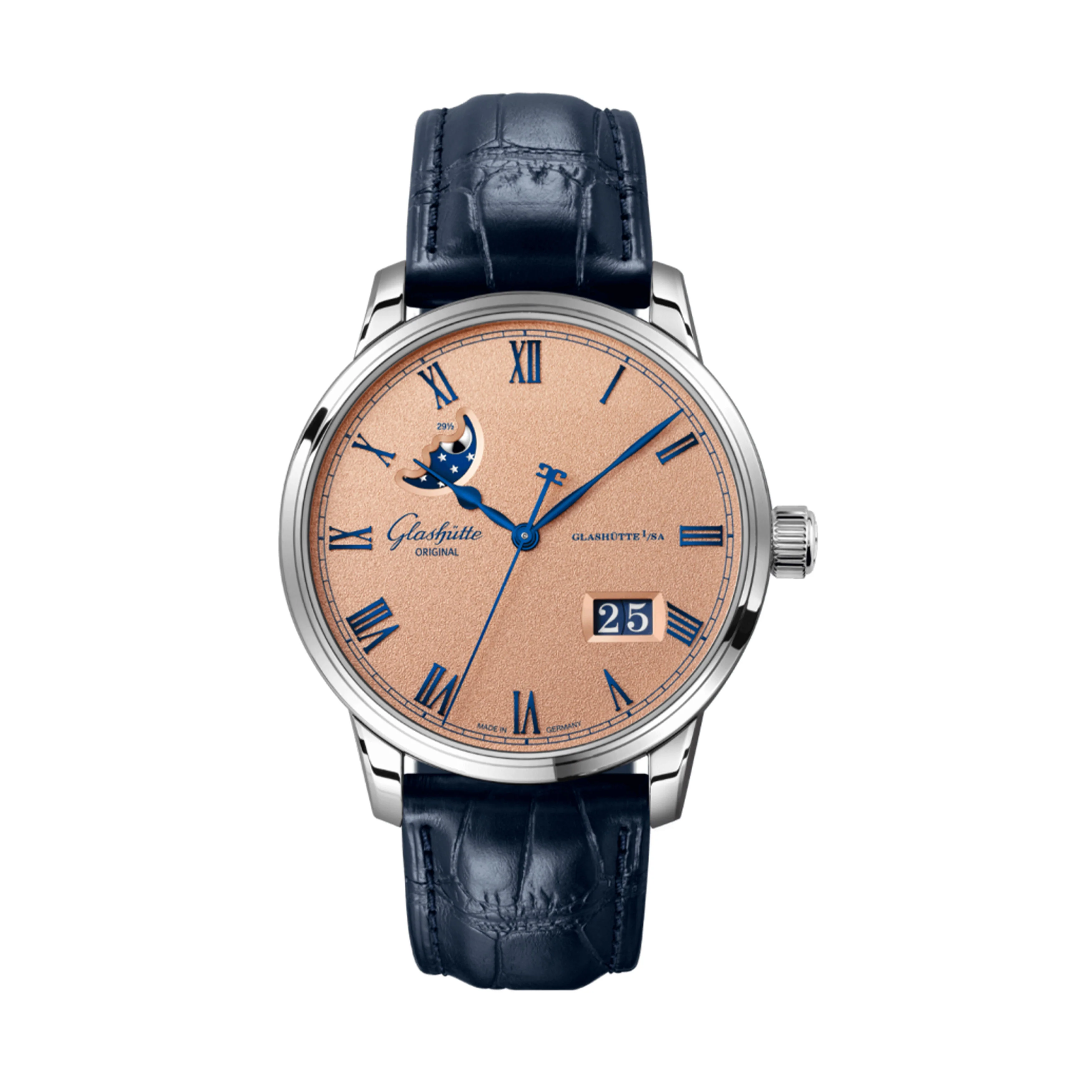 Glashutte Original Senator Moon Phase Watch, 40mm Gray Dial, 1-36-24-02-02-61