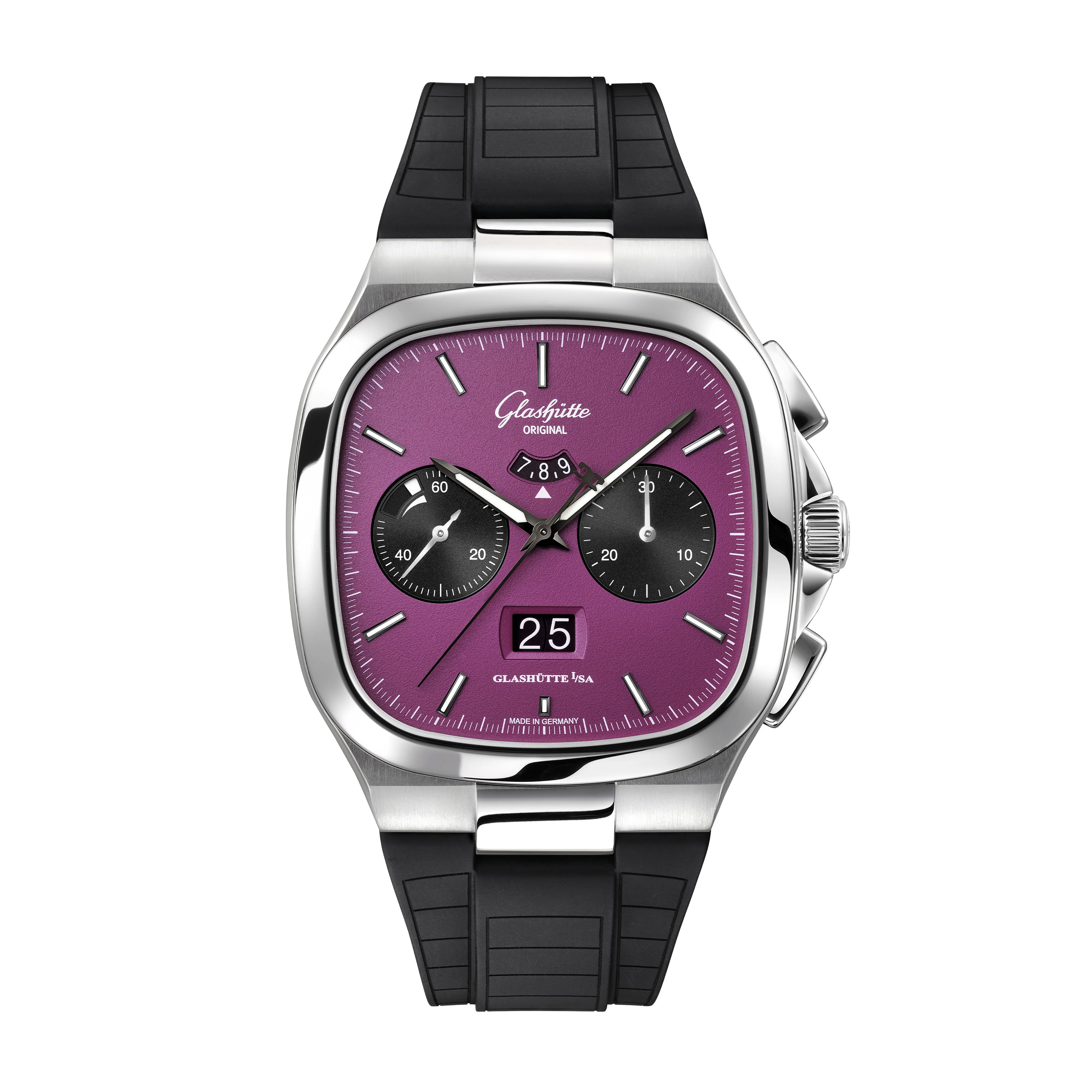 Glashutte Original Seventies Chronograph Panorama Date Plasma Watch, 40mm Purple Dial, 1-37-02-20-02-63