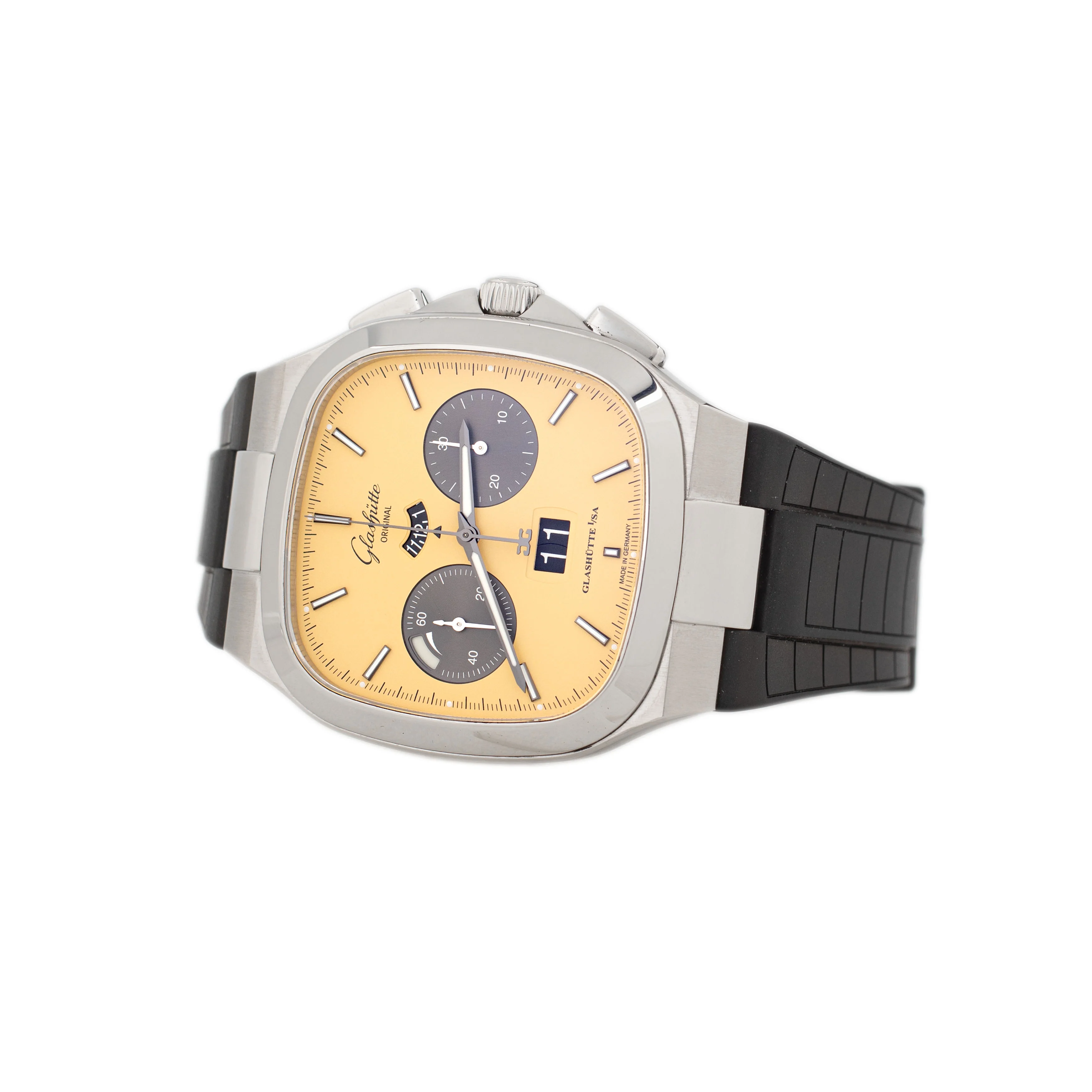 Glashutte Original Seventies Panorama Date Golden Bay Stainless Steel Yellow Dial 40x40mm 1-37-02-14-02-63 Full Set - Image 3