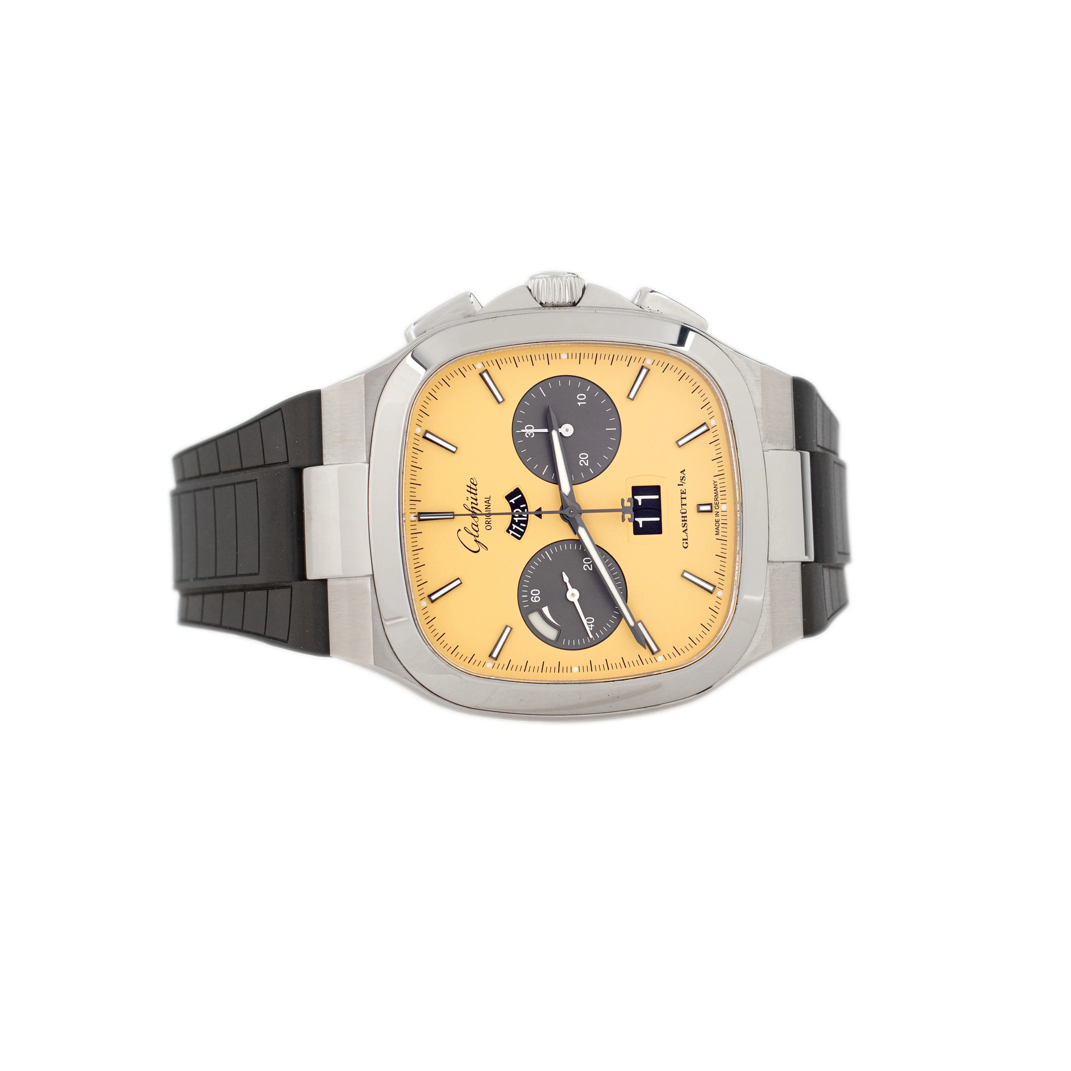 Glashutte Original Seventies Panorama Date Golden Bay Stainless Steel Yellow Dial 40x40mm 1-37-02-14-02-63 Full Set - Image 4