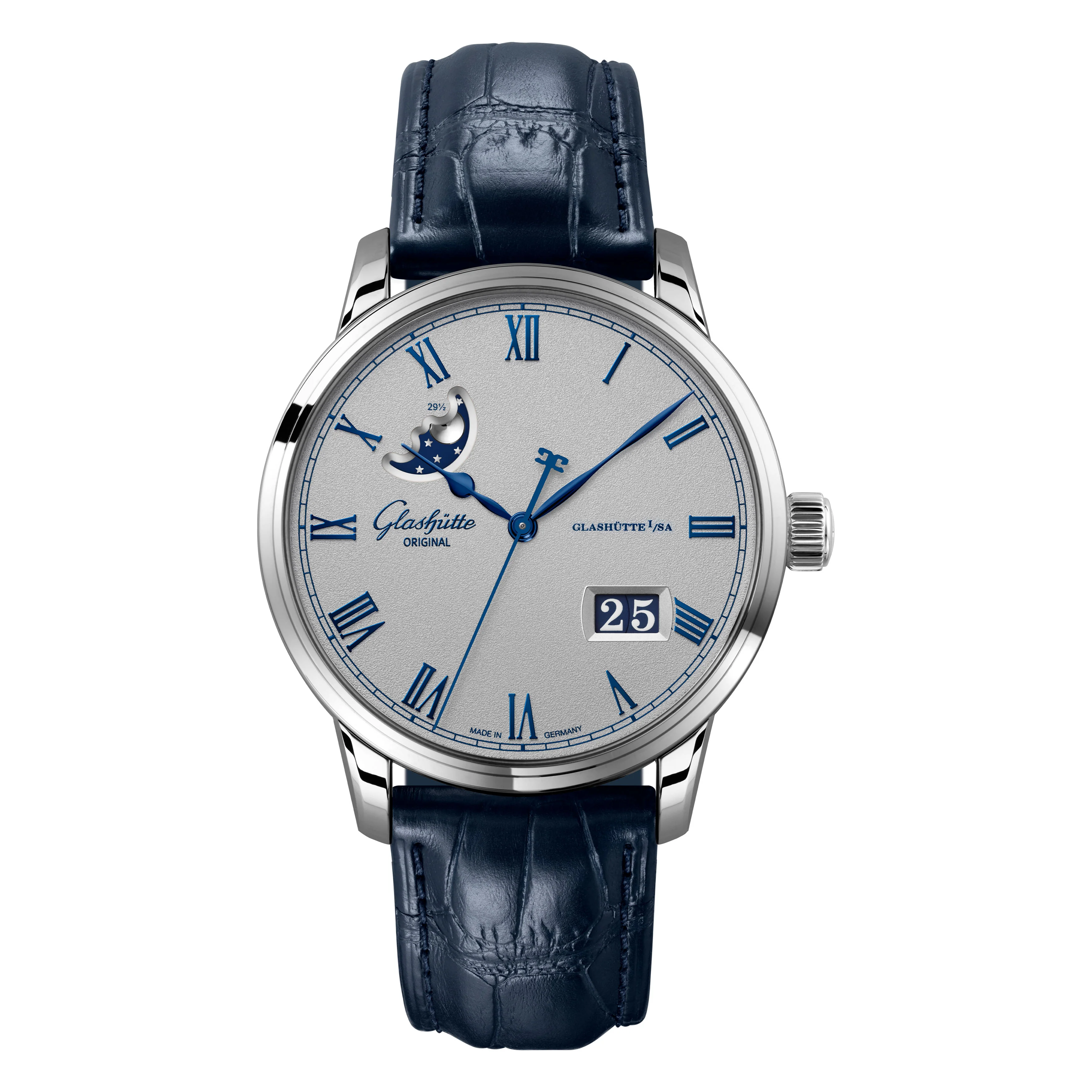 Glashutte Original Senator Moon Phase Watch, 40mm Gray Dial, 1-36-24-02-02-61