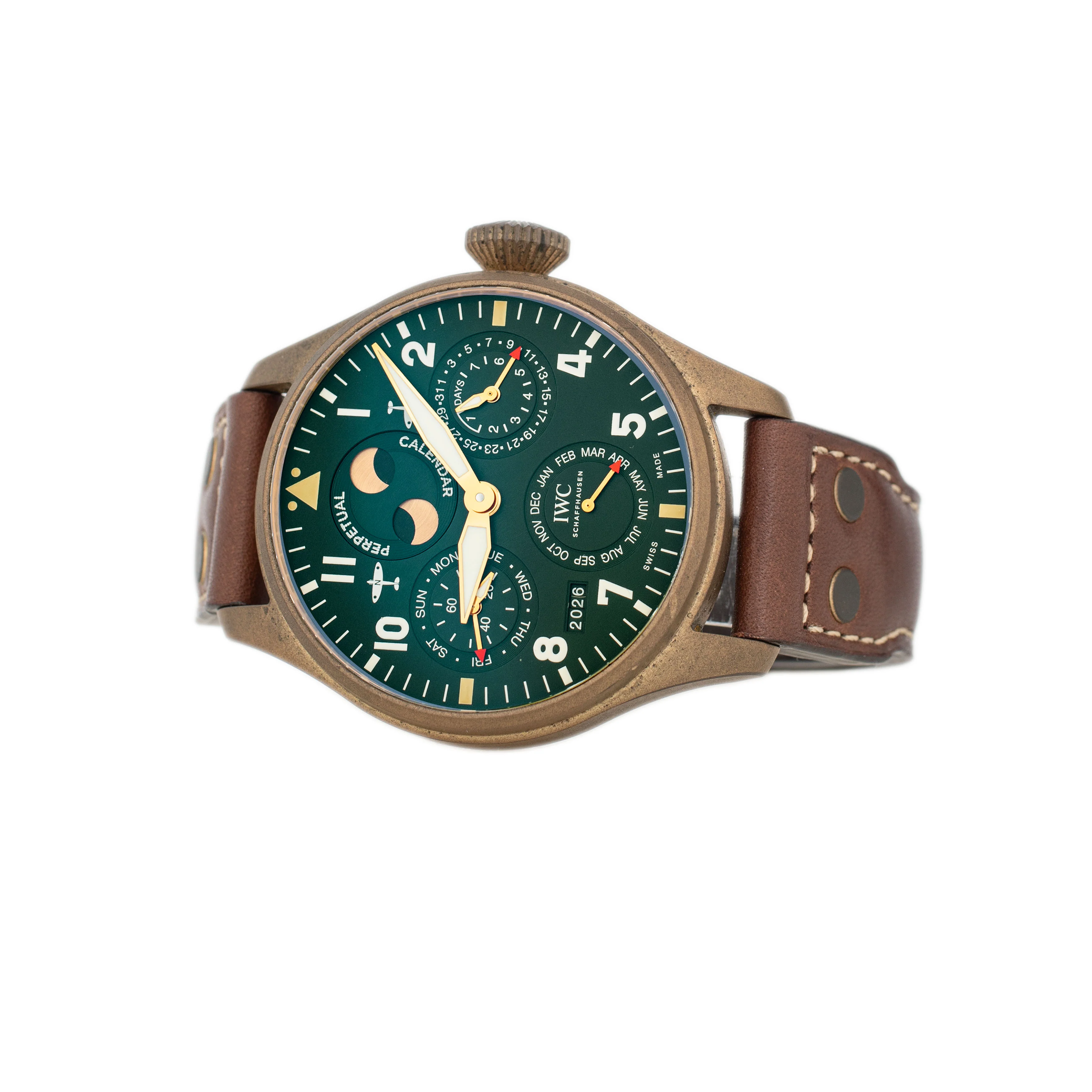 IWC Big Pilot Perpetual Calendar Spitfire Bronze Green Dial 46.2mm IW503601 Full Set - Image 3
