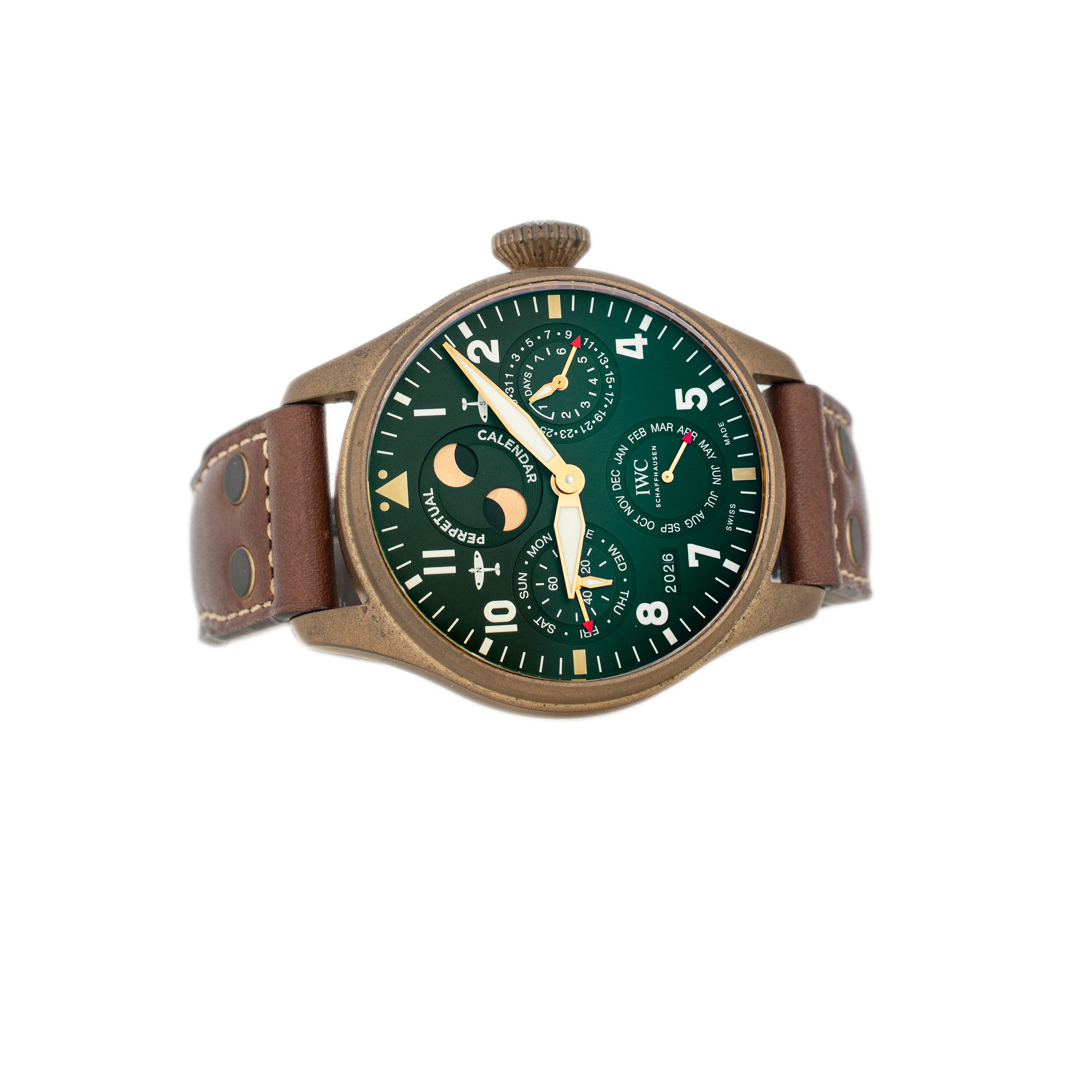 IWC Big Pilot Perpetual Calendar Spitfire Bronze Green Dial 46.2mm IW503601 Full Set - Image 4