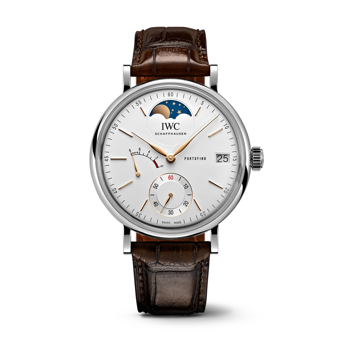 IWC Portofino Hand-Wound Moon Phase Watch, 45mm White Dial, IW516401