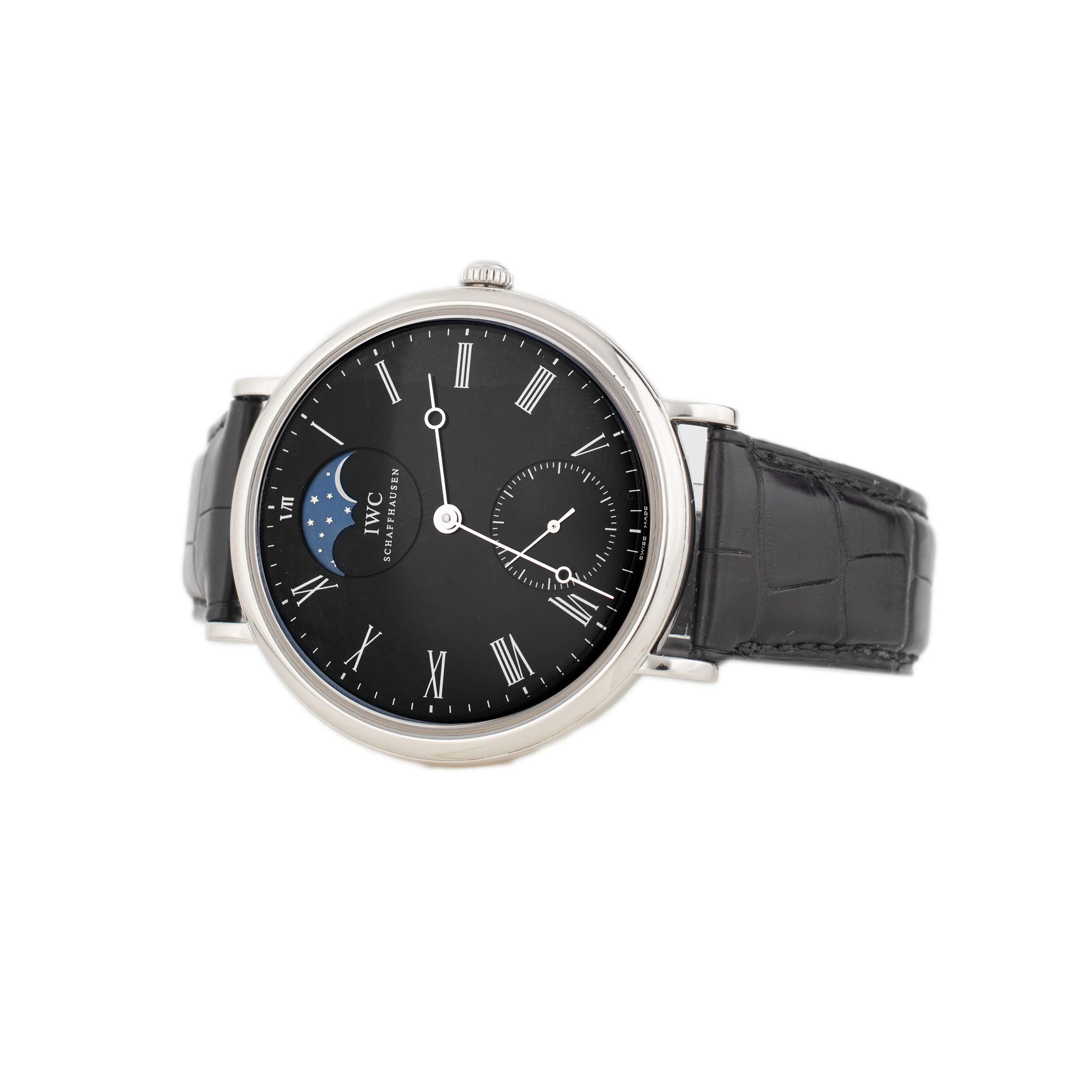 IWC Portofino Hand Wound Moonphase Stainless Steel Black Dial 46mm IW544801 Full Set - Image 3