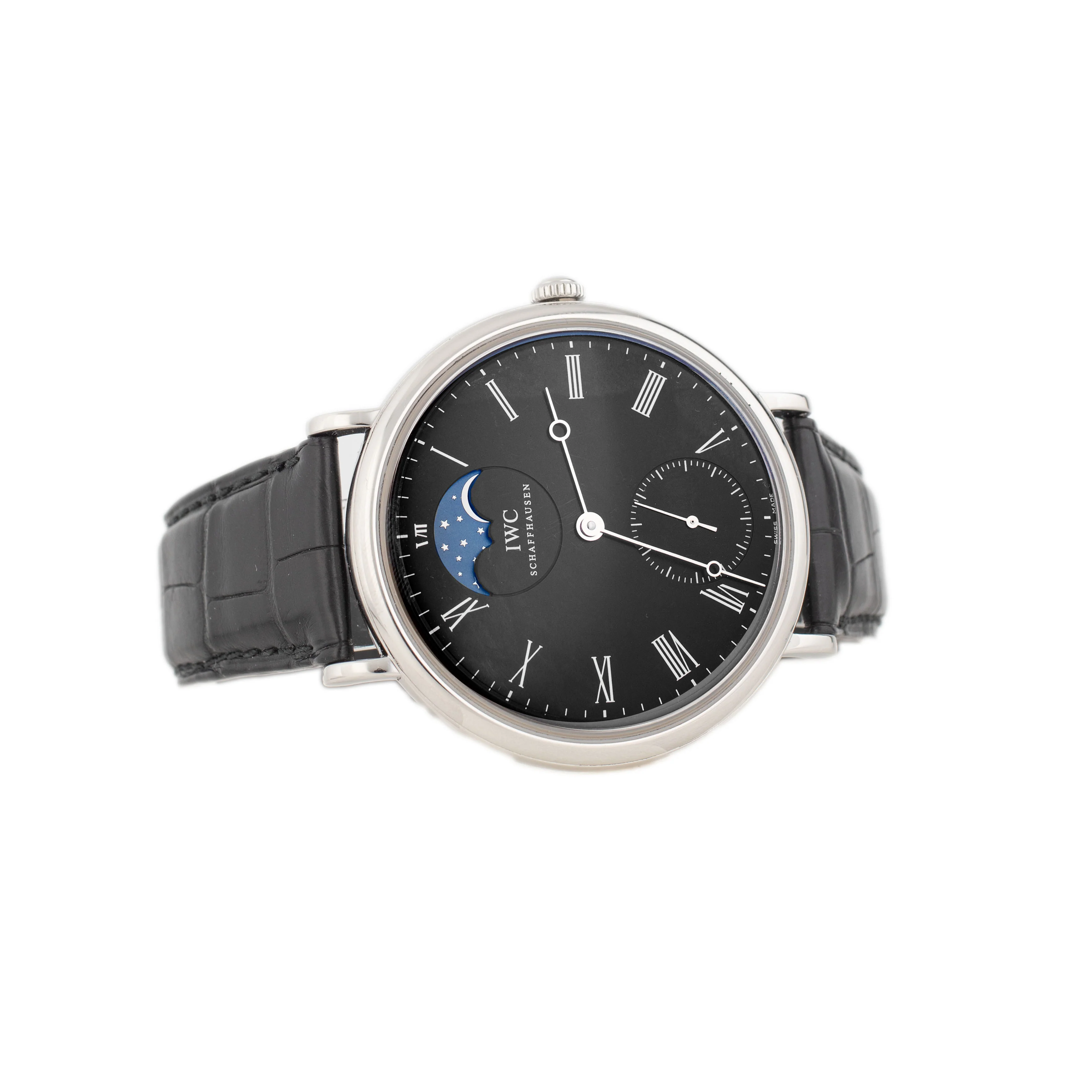 IWC Portofino Hand Wound Moonphase Stainless Steel Black Dial 46mm IW544801 Full Set - Image 4