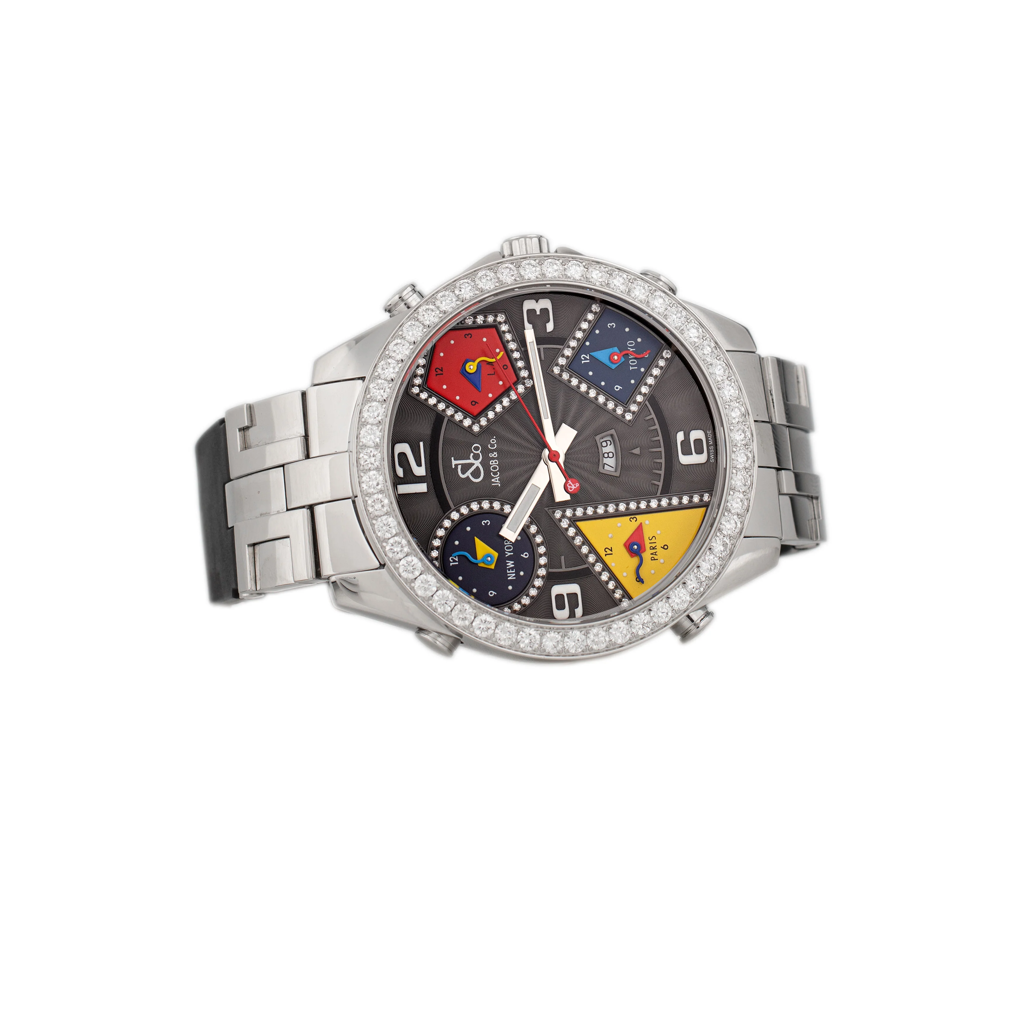 Jacob & Co Five Time Zone Stainless Steel Gray Dial 47mm JC-1 - Image 4
