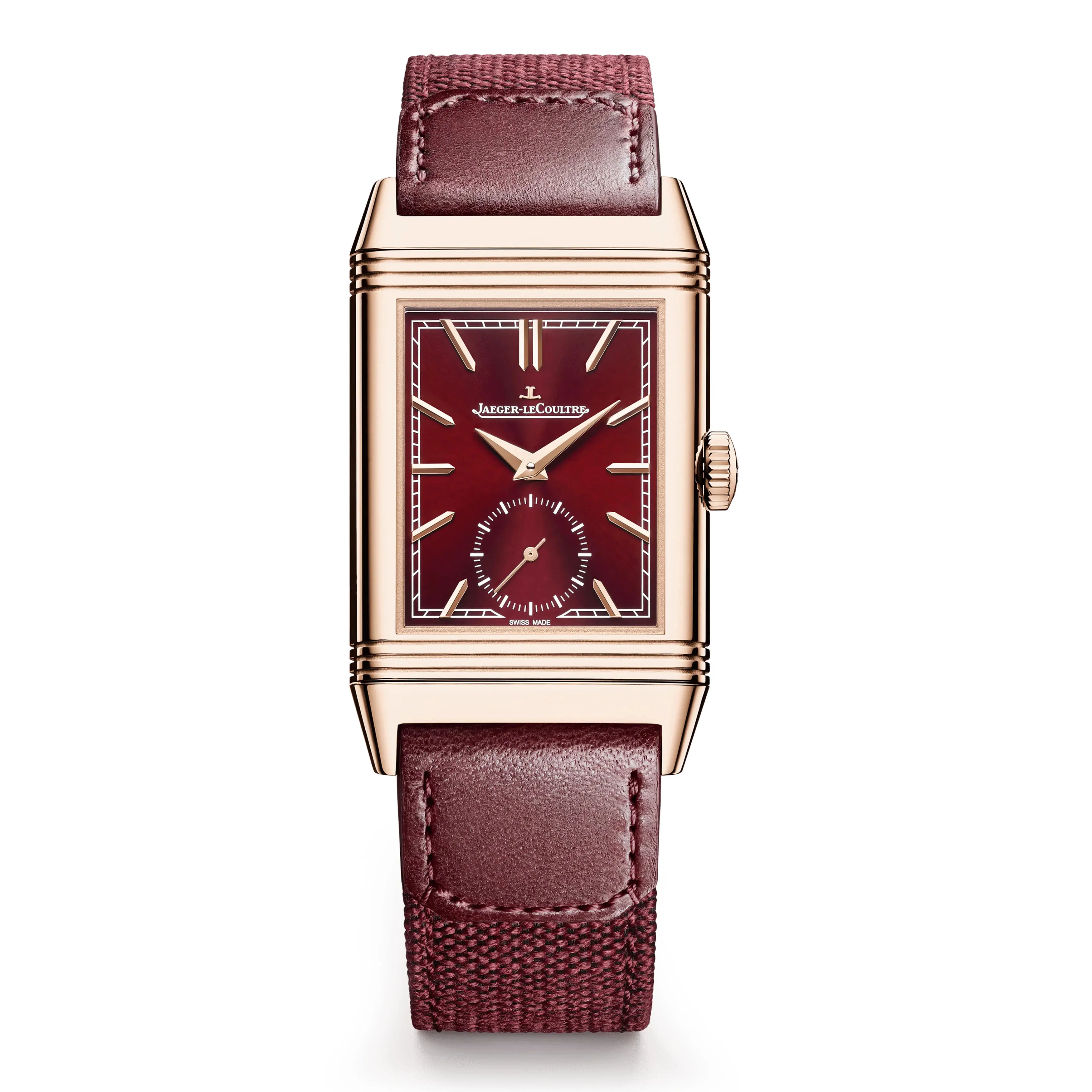 Jaeger-LeCoultre Reverso Tribute Monoface Small Seconds Watch, 45.6x27.4mm Burgundy Dial, Q713256J