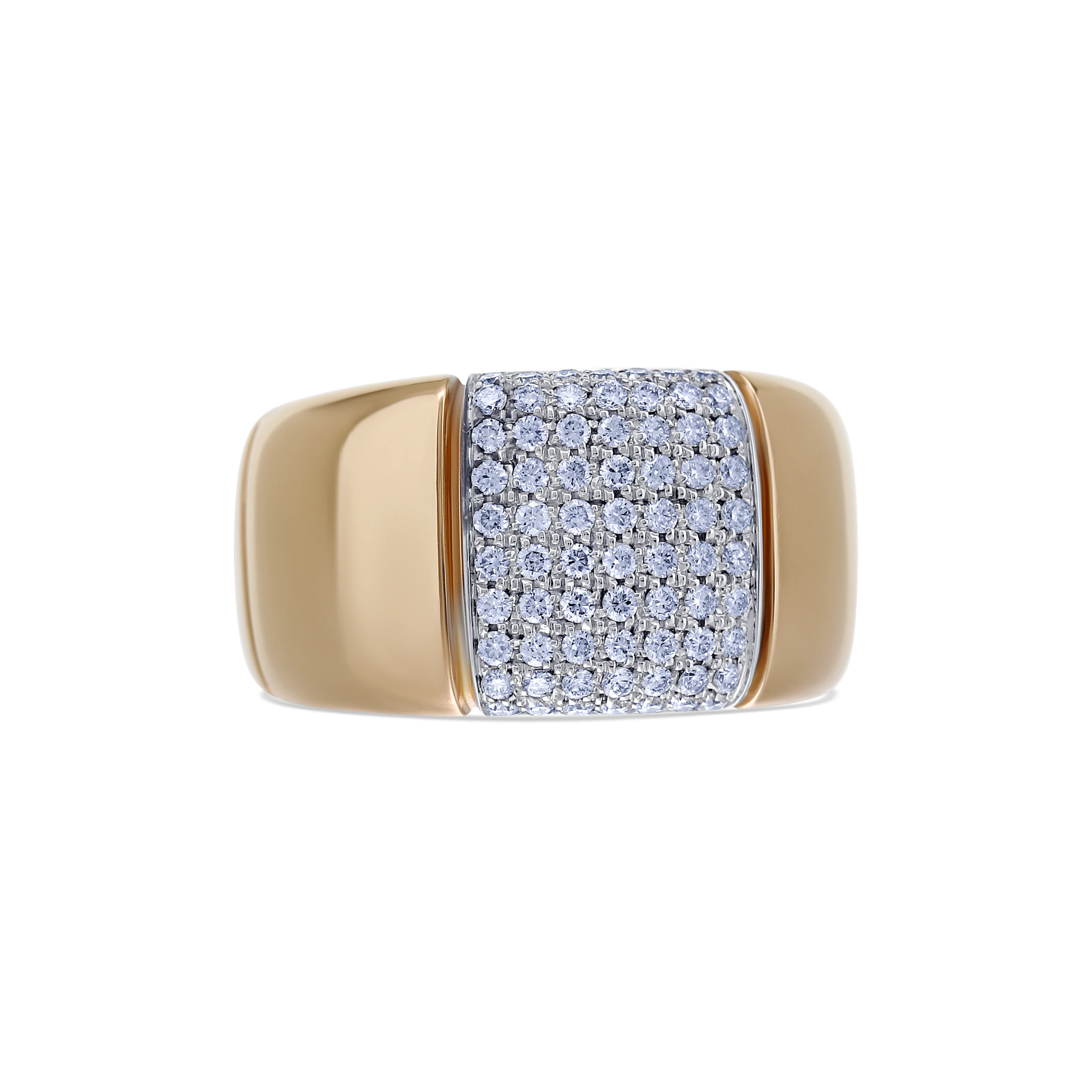 18K Rose Gold Diamond Wide Band Ring - Image 3