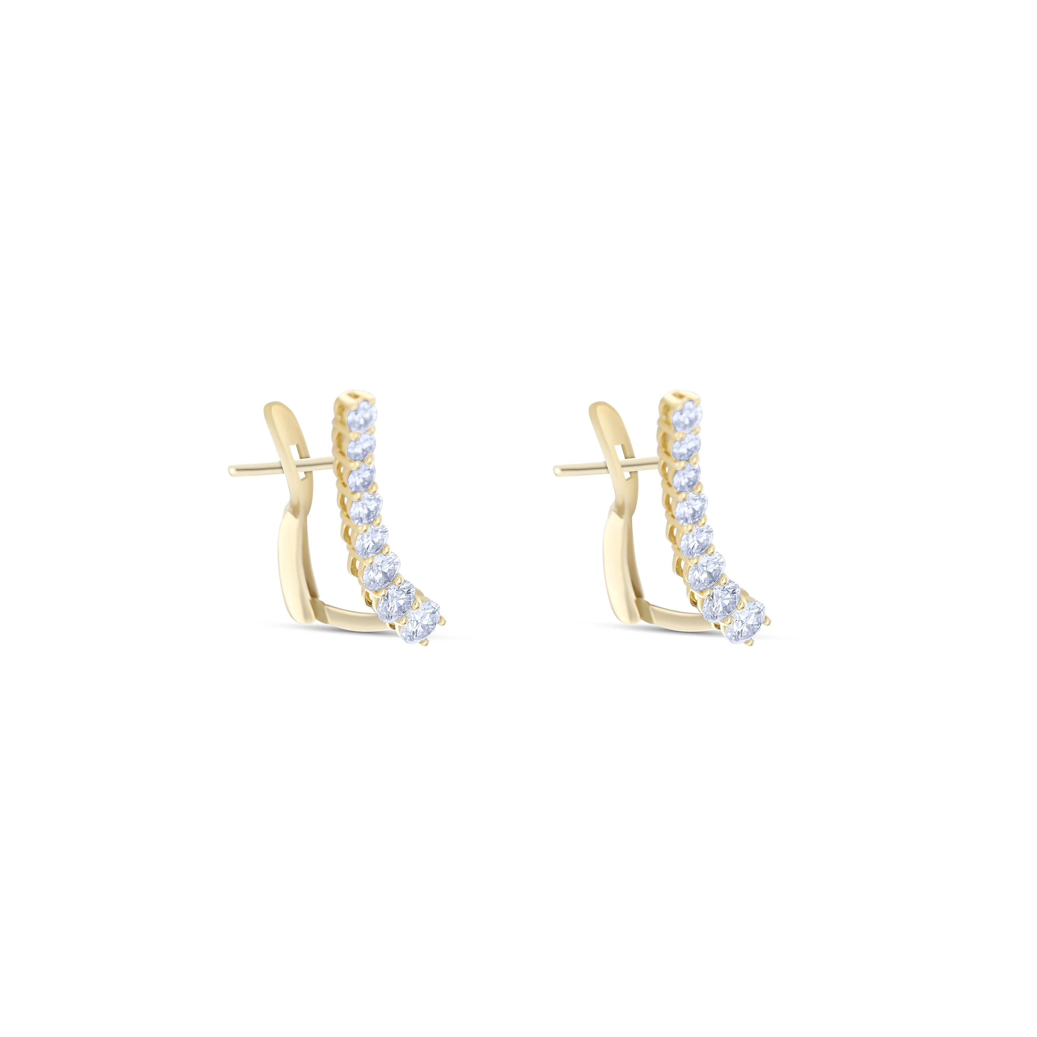 18K Yellow Gold Graduating Diamond Ear Climbers
