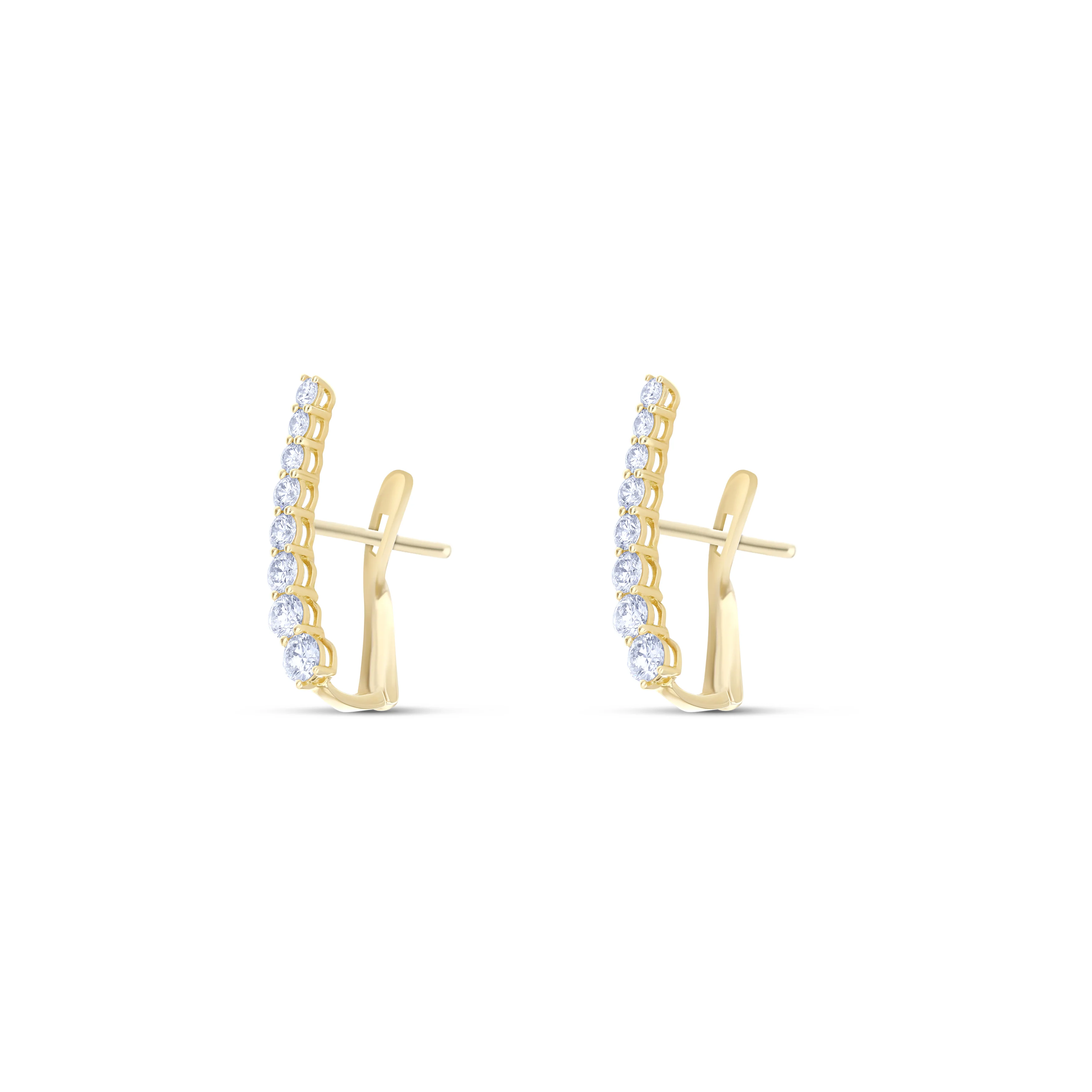 18K Yellow Gold Graduating Diamond Ear Climbers - Image 2