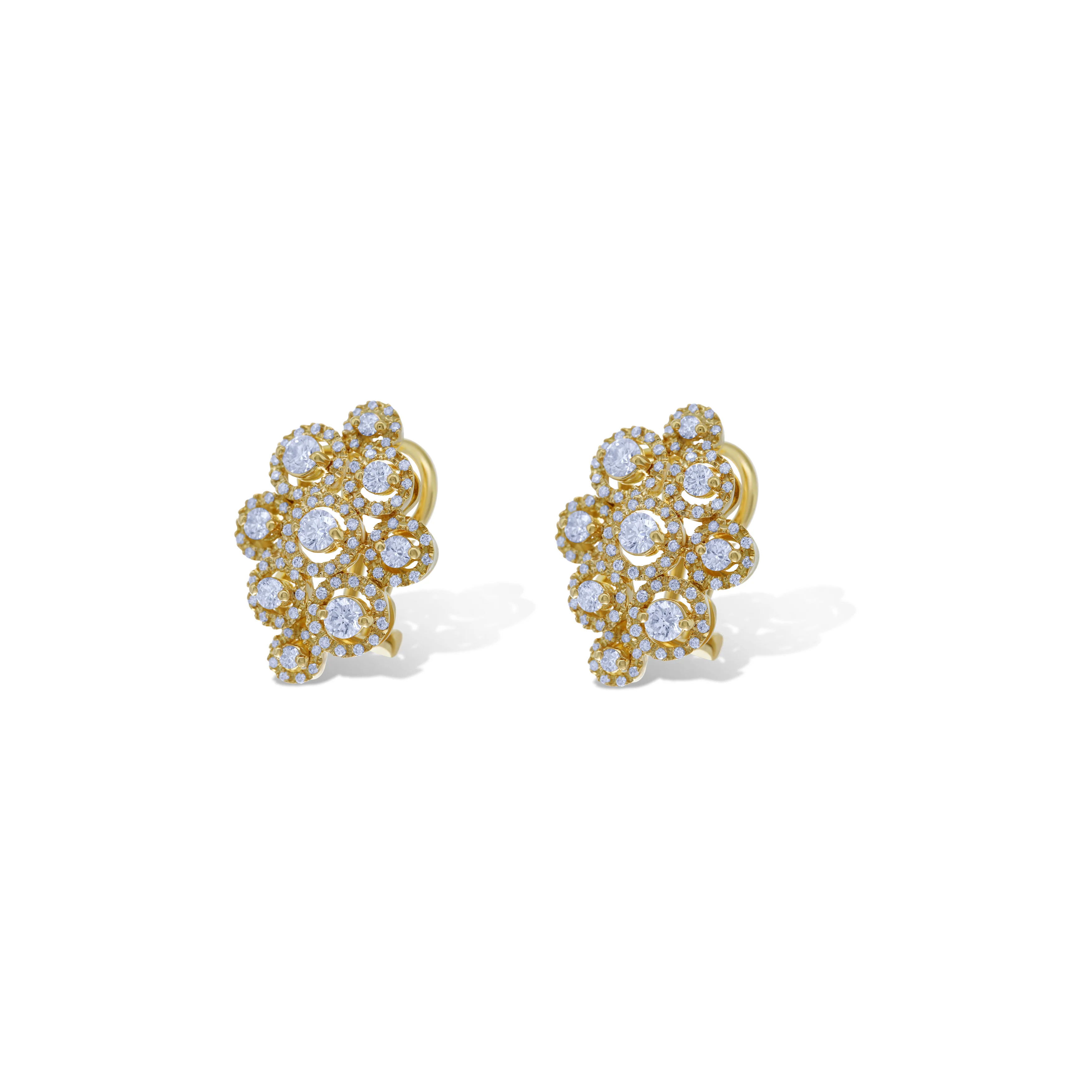 18K Yellow Gold Diamond Bubble Design Earrings - Image 2