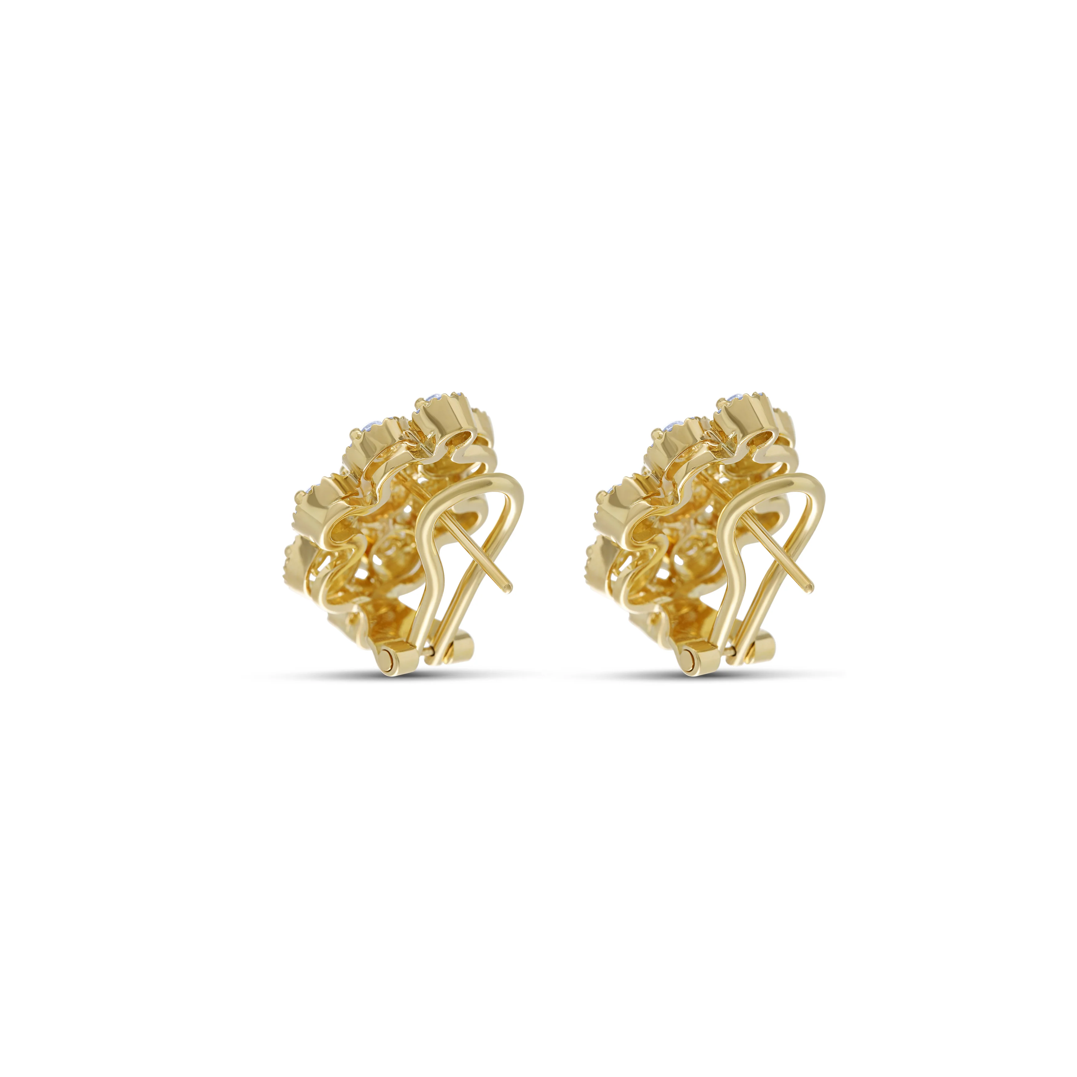 18K Yellow Gold Diamond Bubble Design Earrings - Image 3