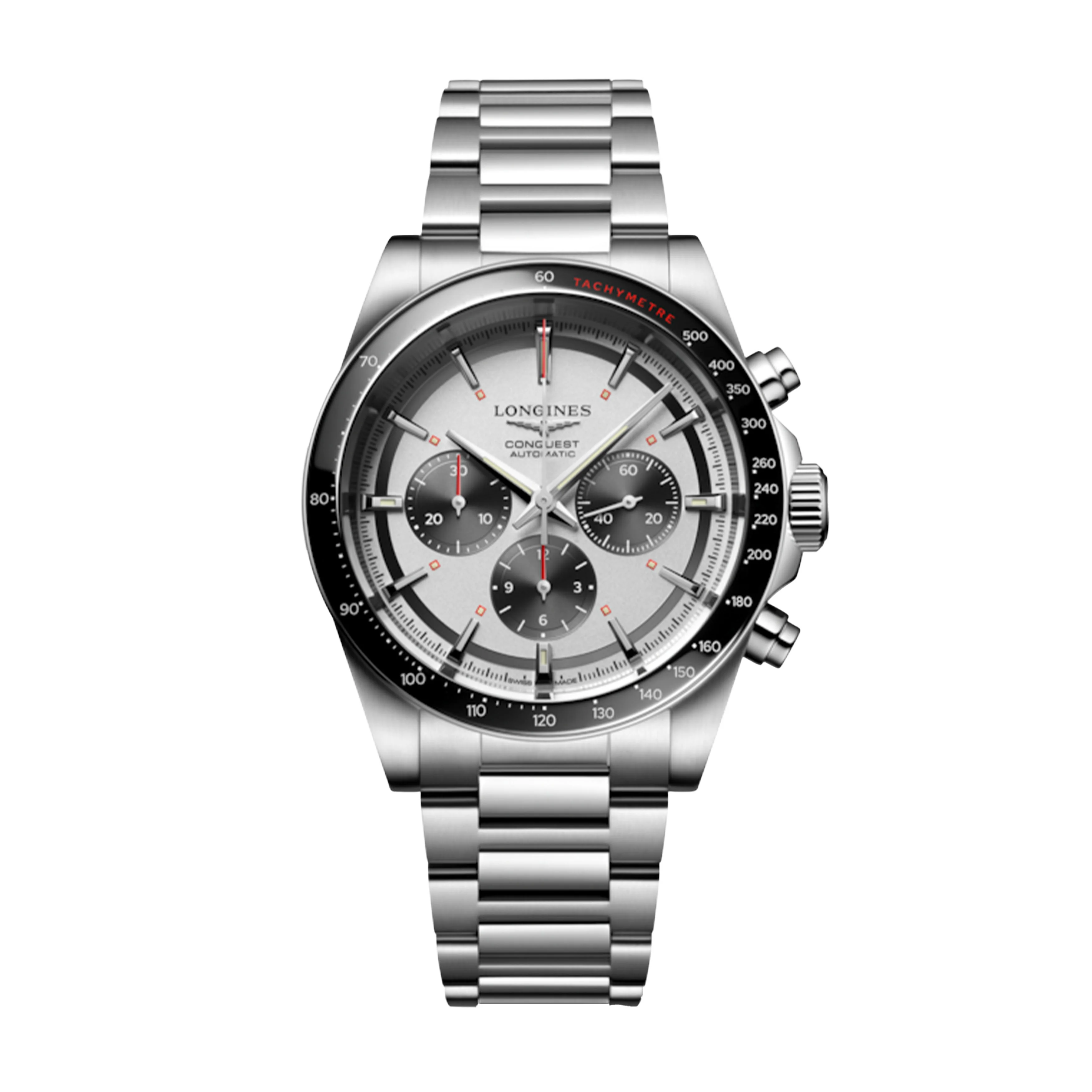 Longines Conquest Chronograph Watch, 42mm Silver Dial, L3.835.4.72.6
