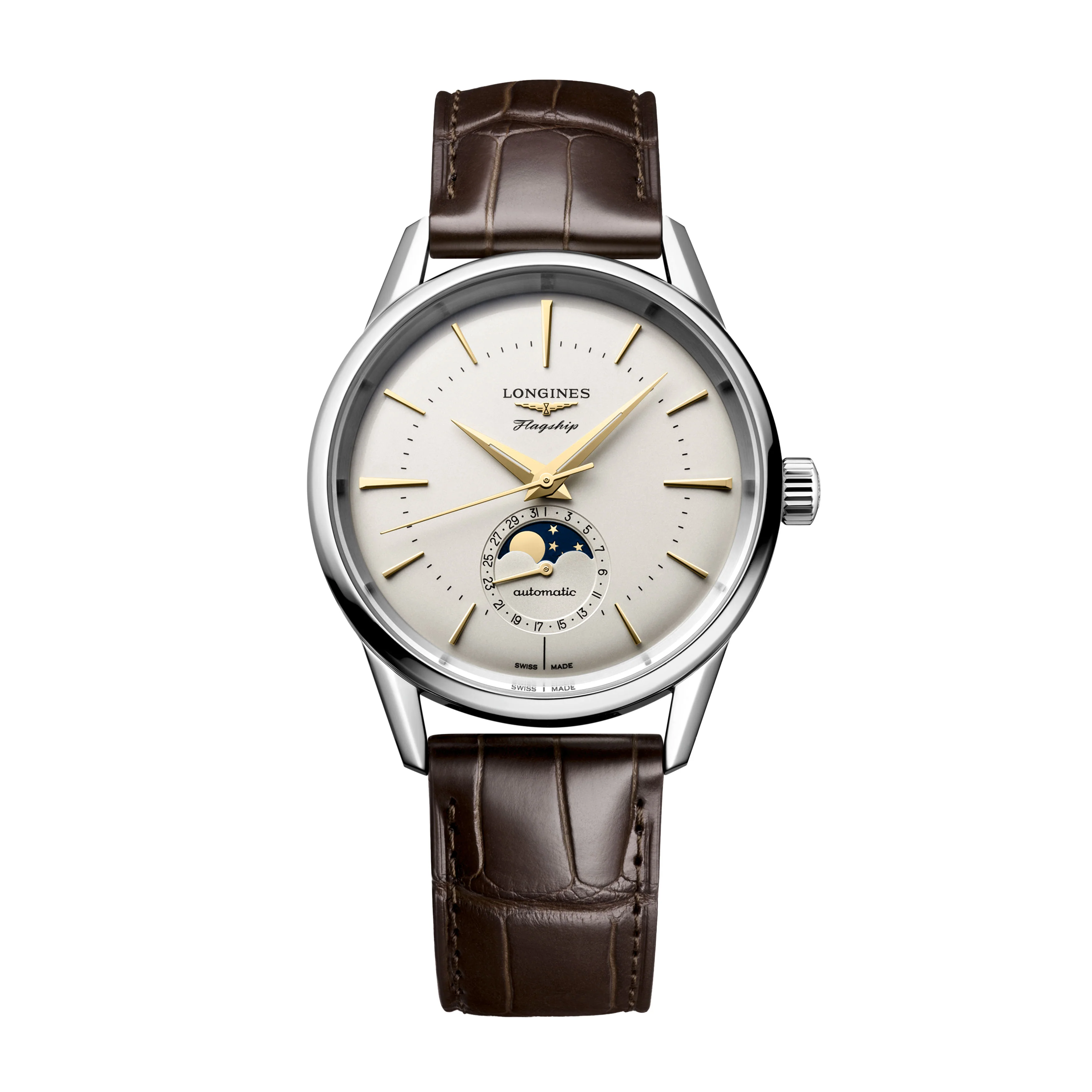 Longines Flagship Heritage Moonphase Watch, 38.5mm Silver Dial, L4.815.4.78.2