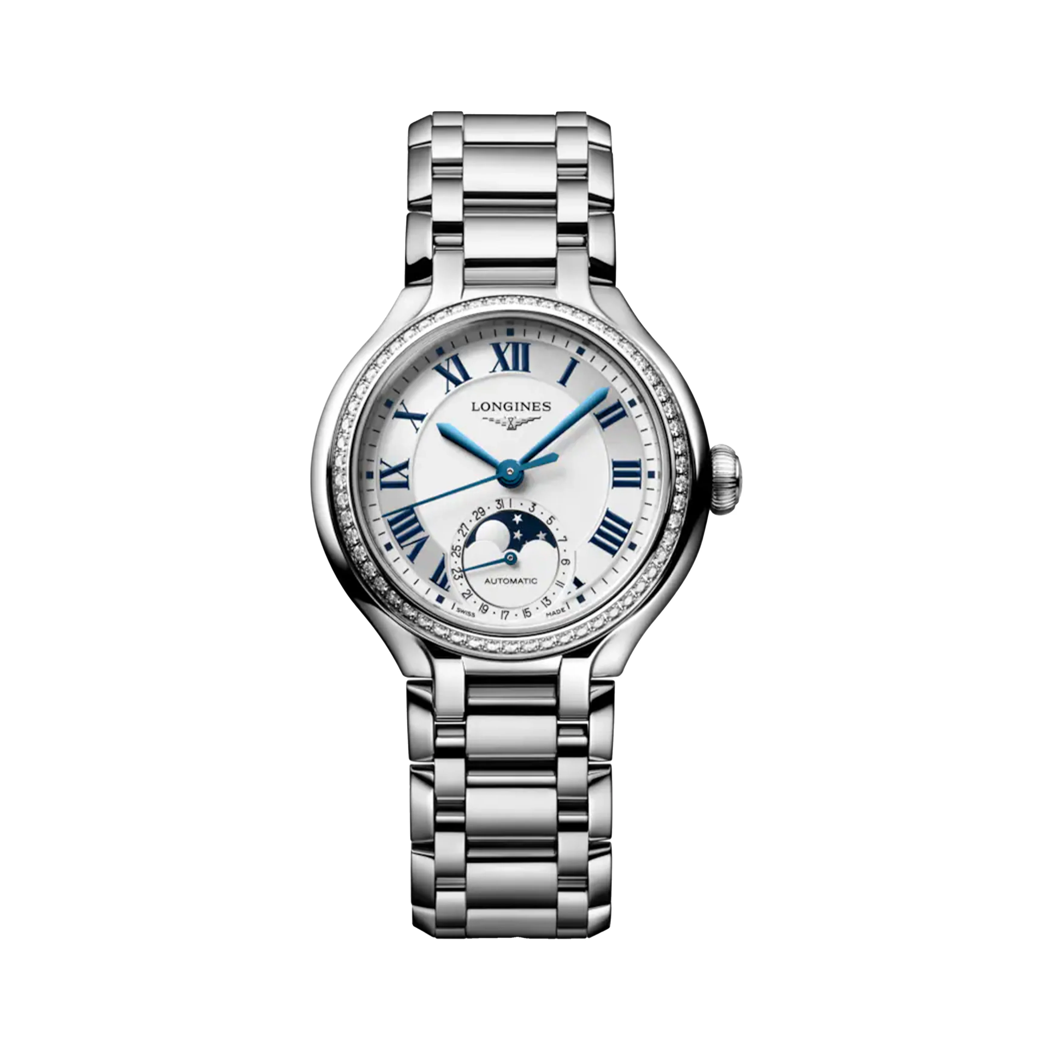 Longines Primaluna Moonphase Watch, 34mm Silver Dial, L8.126.0.71.6