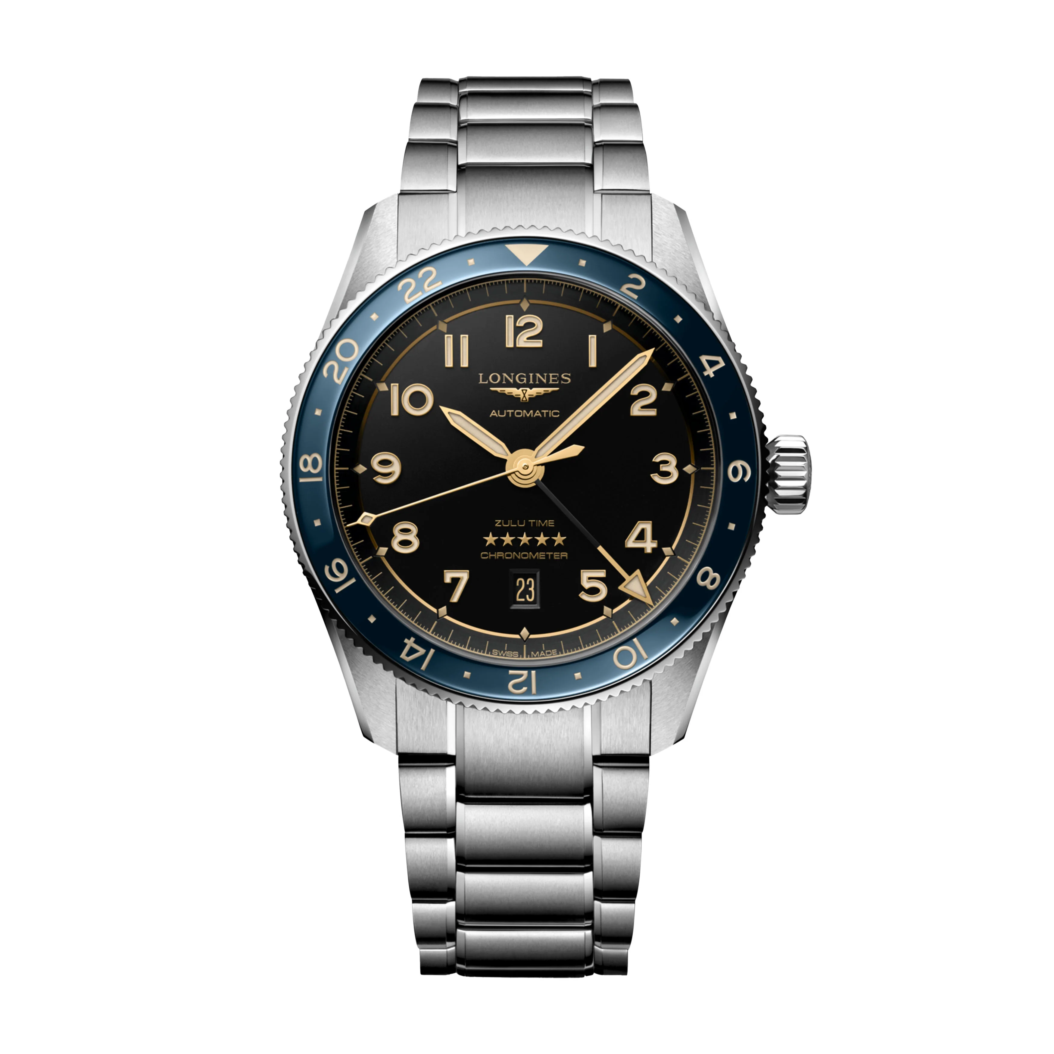 Longines Spirit Zulu Time Watch, 42mm Black Dial, L3.812.4.60.6