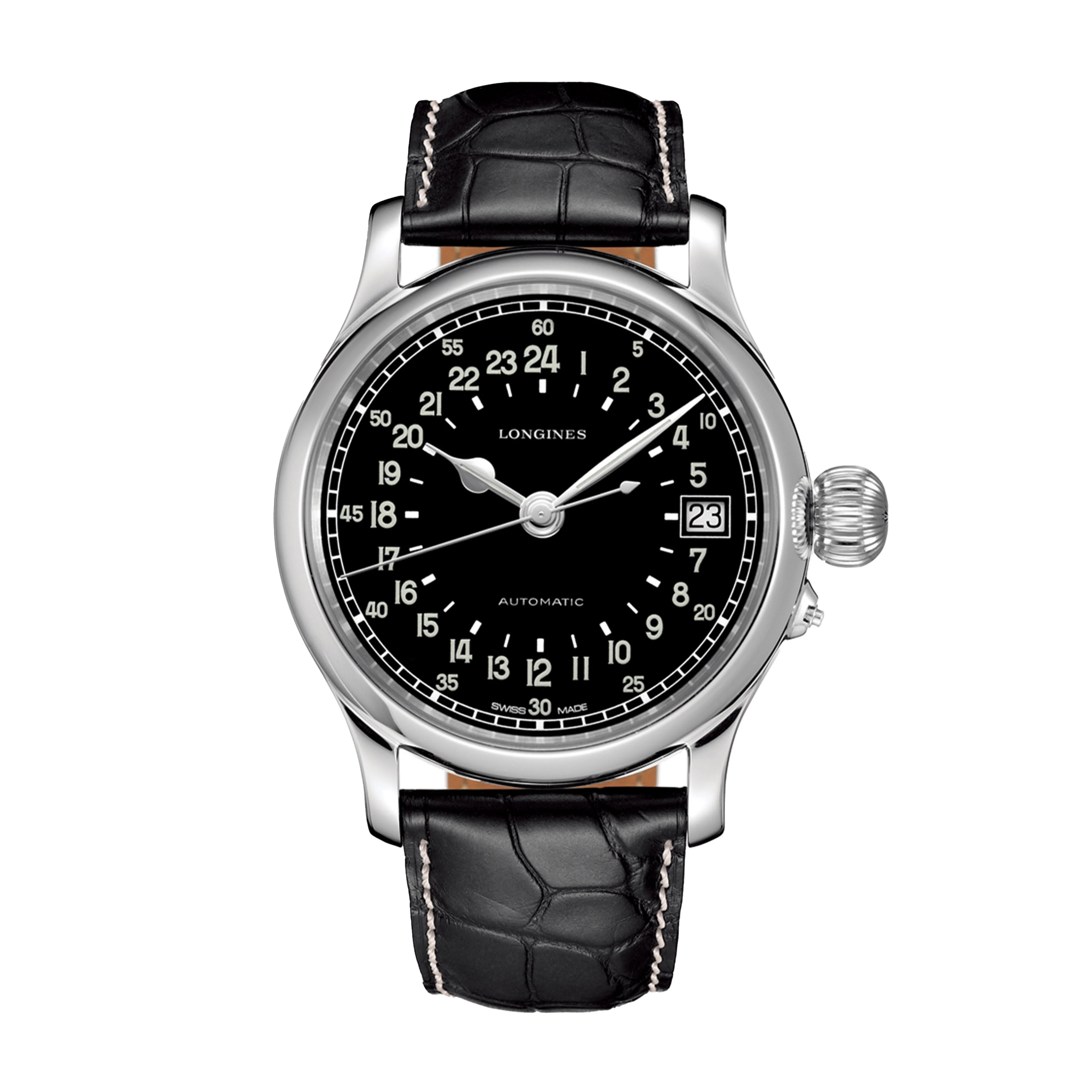 Longines Twenty-Four Hours Watch, 47.5mm Black Dial, L2.751.4.53.4