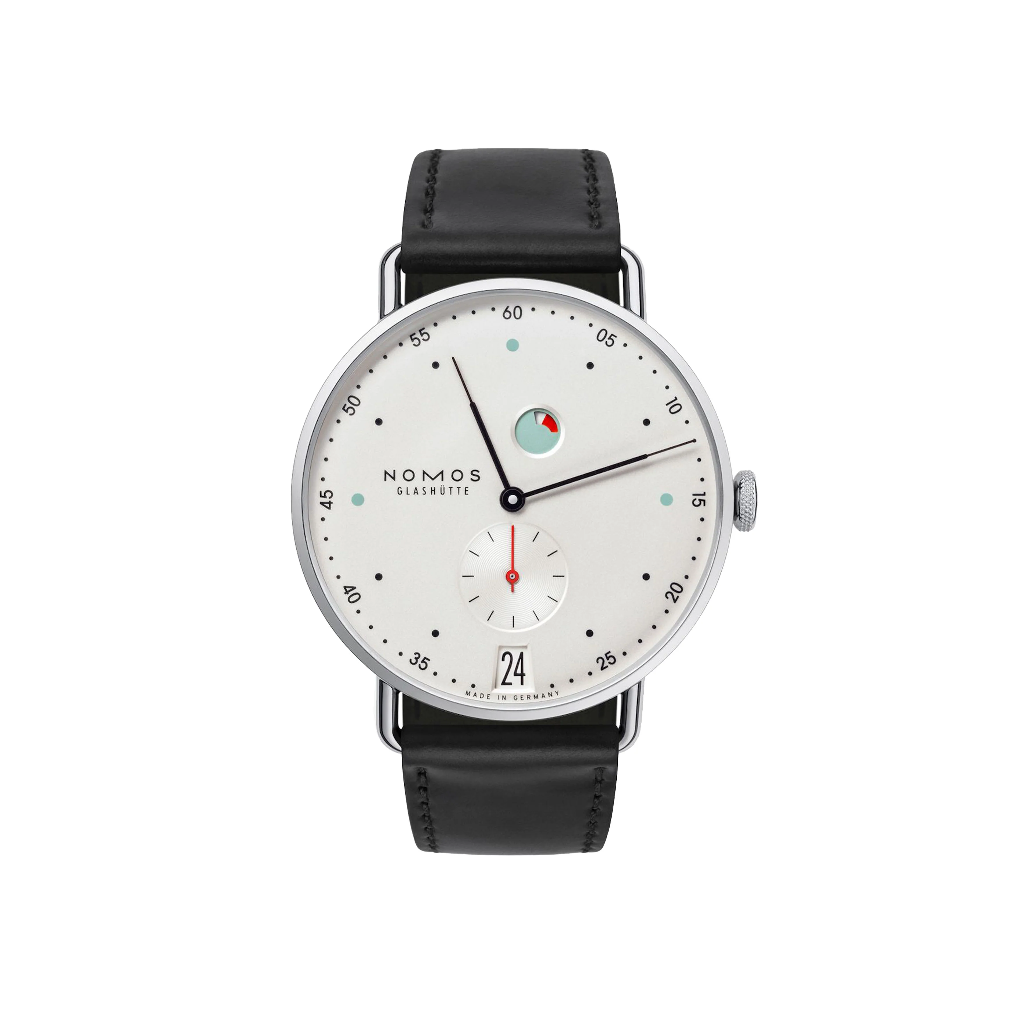 Nomos Glashutte Metro Date Power Reserve Watch, 37mm White Dial, 1101