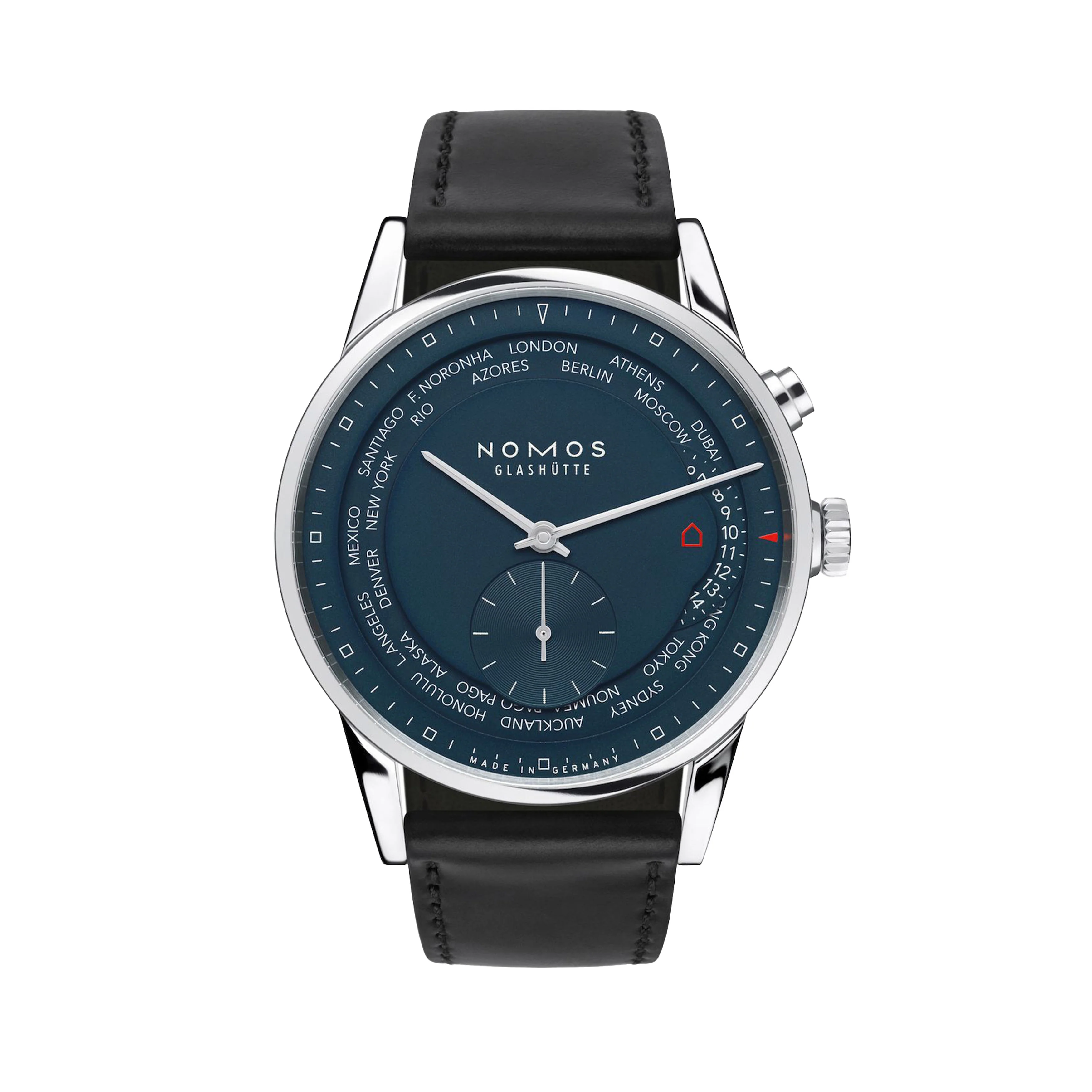 Nomos Glashutte Zurich World Time Midnight Blue Watch, 39.9mm Blue Dial, 807