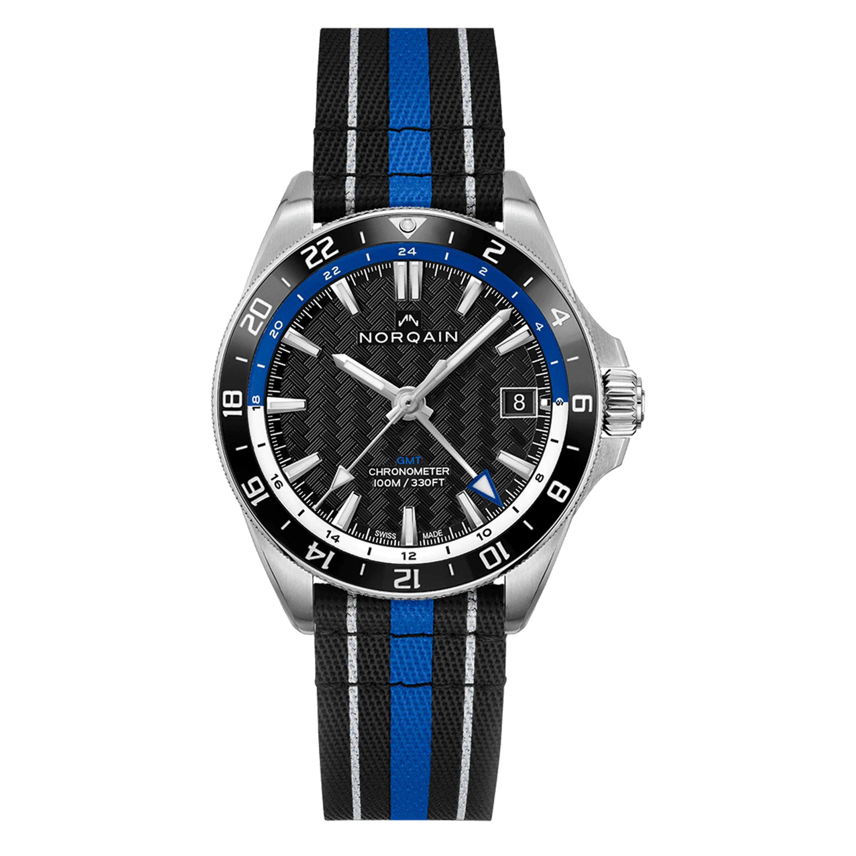 Norqain Adventure Neverest GMT watch, 41mm Black Dial, N1100.22S01.B01.R01