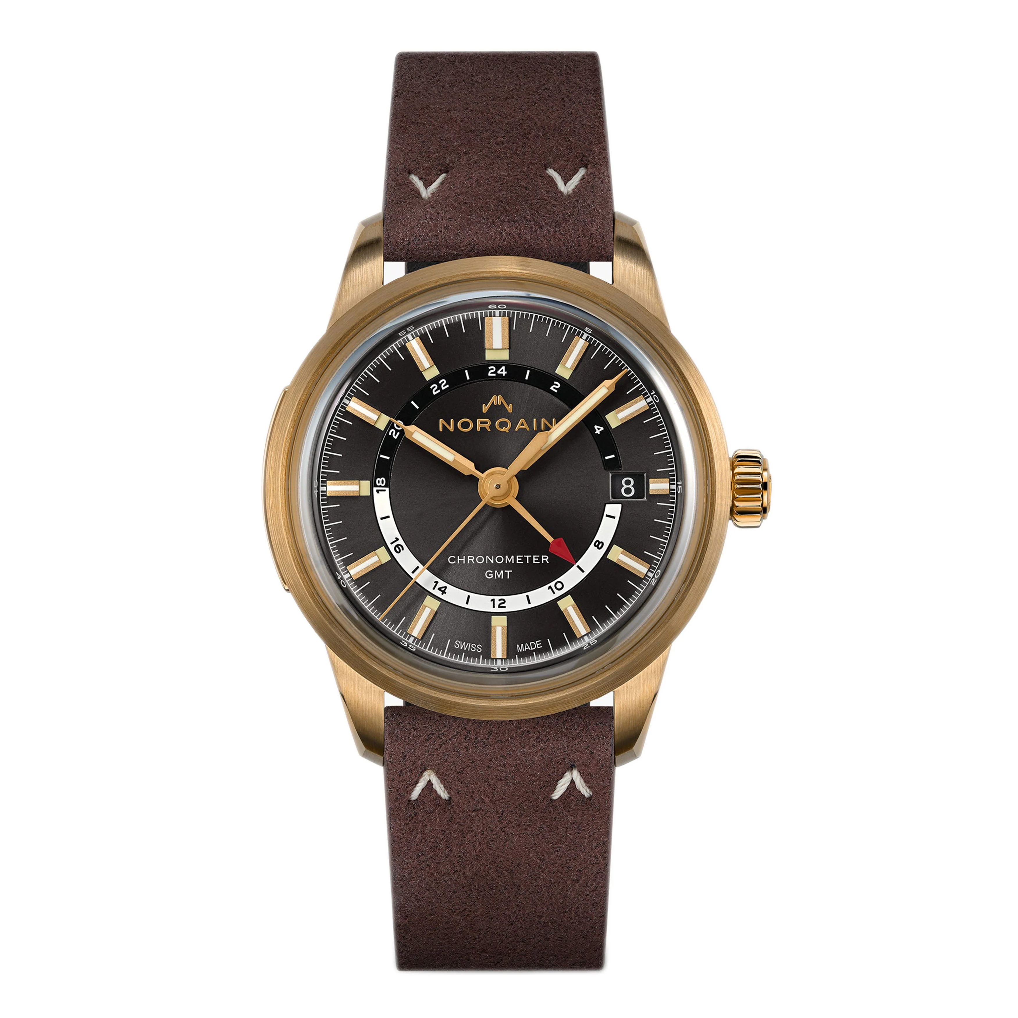 Norqain Freedom 60 GMT Bronze Watch, 40mm Black Dial, N2100.22Z02.G01.V01