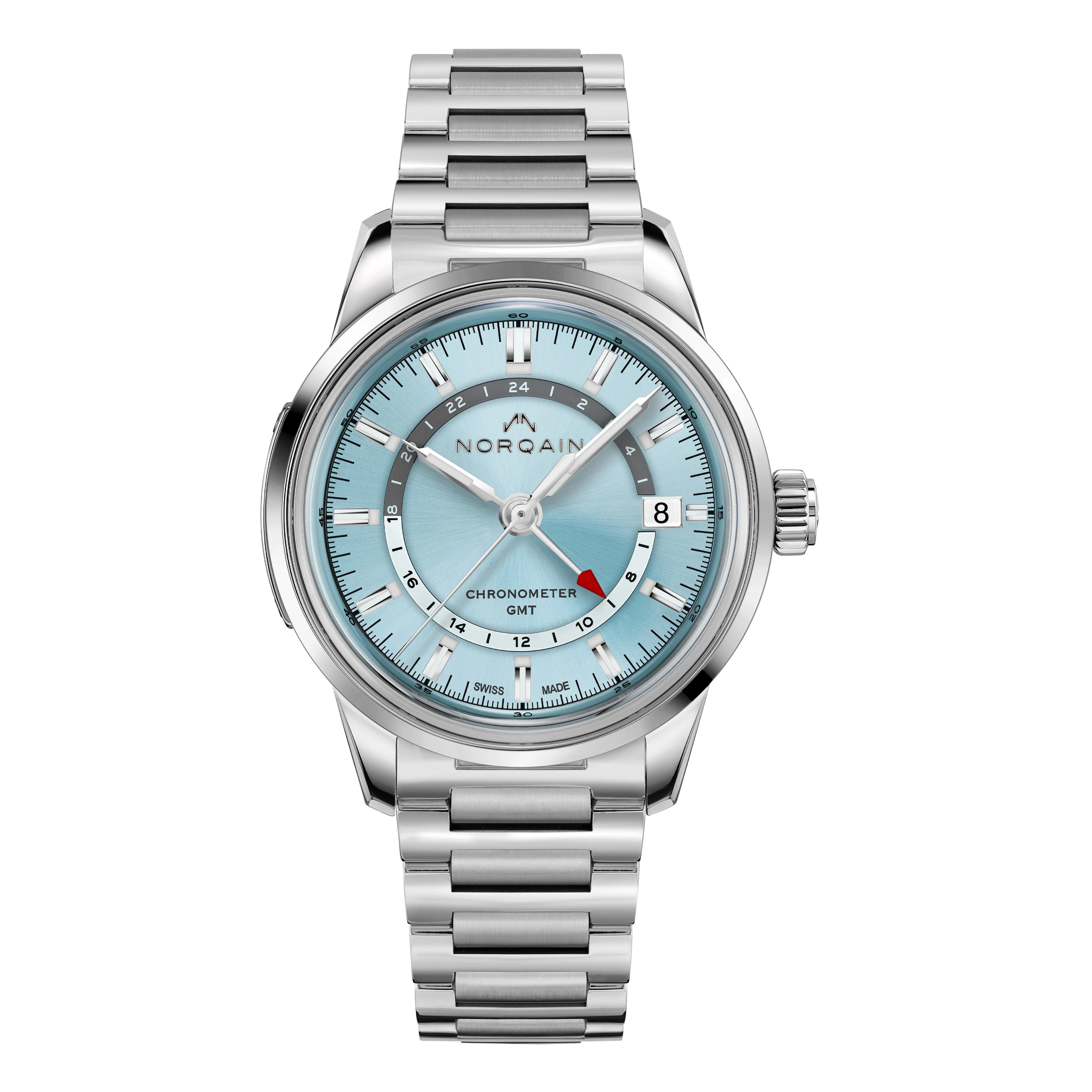 Norqain Freedom 60 GMT Watch, 40mm Ice blue Dial, N2100.22S01.A01.S01