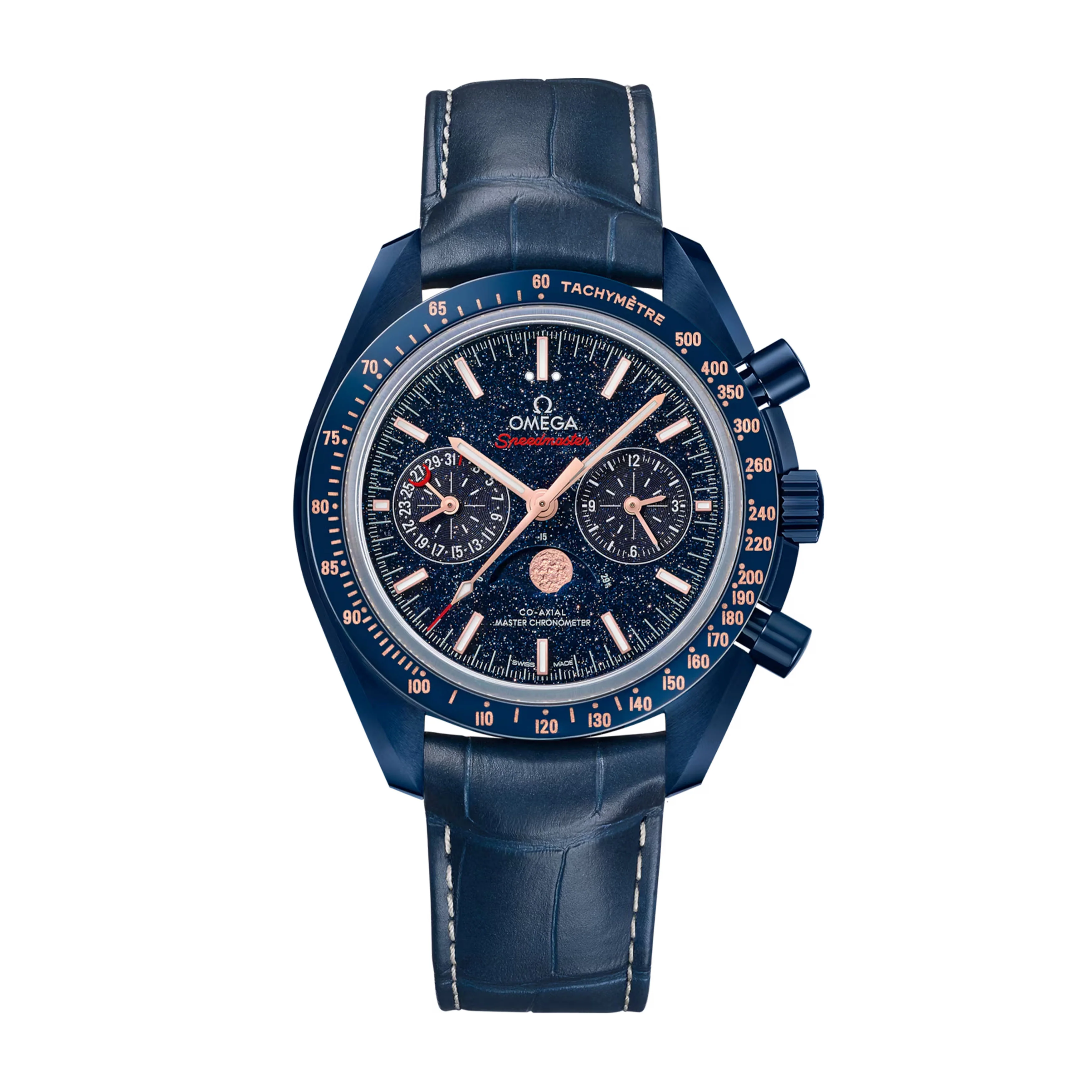 Omega Speedmaster Moonphase Blue Side of the Moon Watch, 44.25mm Blue Aventurine Dial, 304.93.44.52.03.002