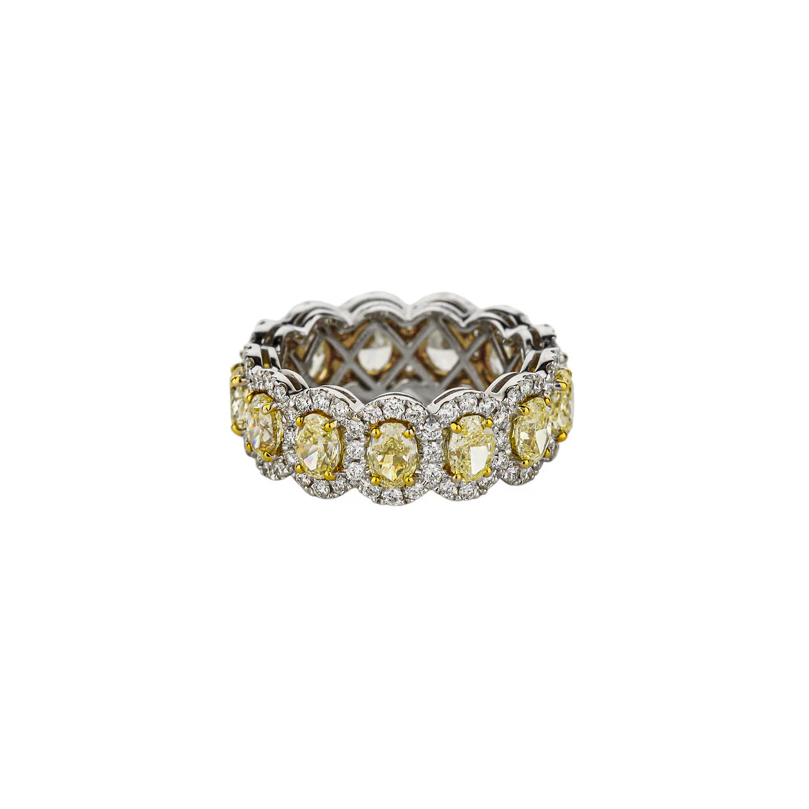 Oval-Cut Fancy Yellow And White Diamond Eternity Band - Image 2